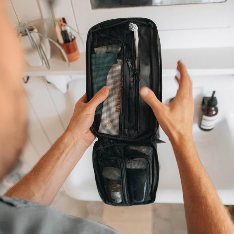 Water-Resistant Hanging Travel Toiletry Bag for Men & Women - Compact Dopp Kit Organizer with Multiple Pockets (Black, Plus Size) - Perfect for Camping, Gym, Business Trips & Airplane Travel