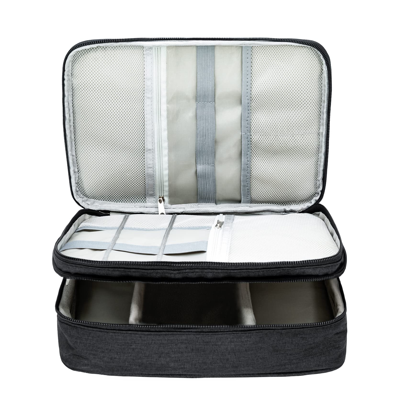 Ruyosn Waterproof Cable Storage Pouch - Large Double Layer Organizer Case for Hard Drives, Cords & Electronics Accessories (Black) | Perfect for Travel, Office & Home Cable Management
