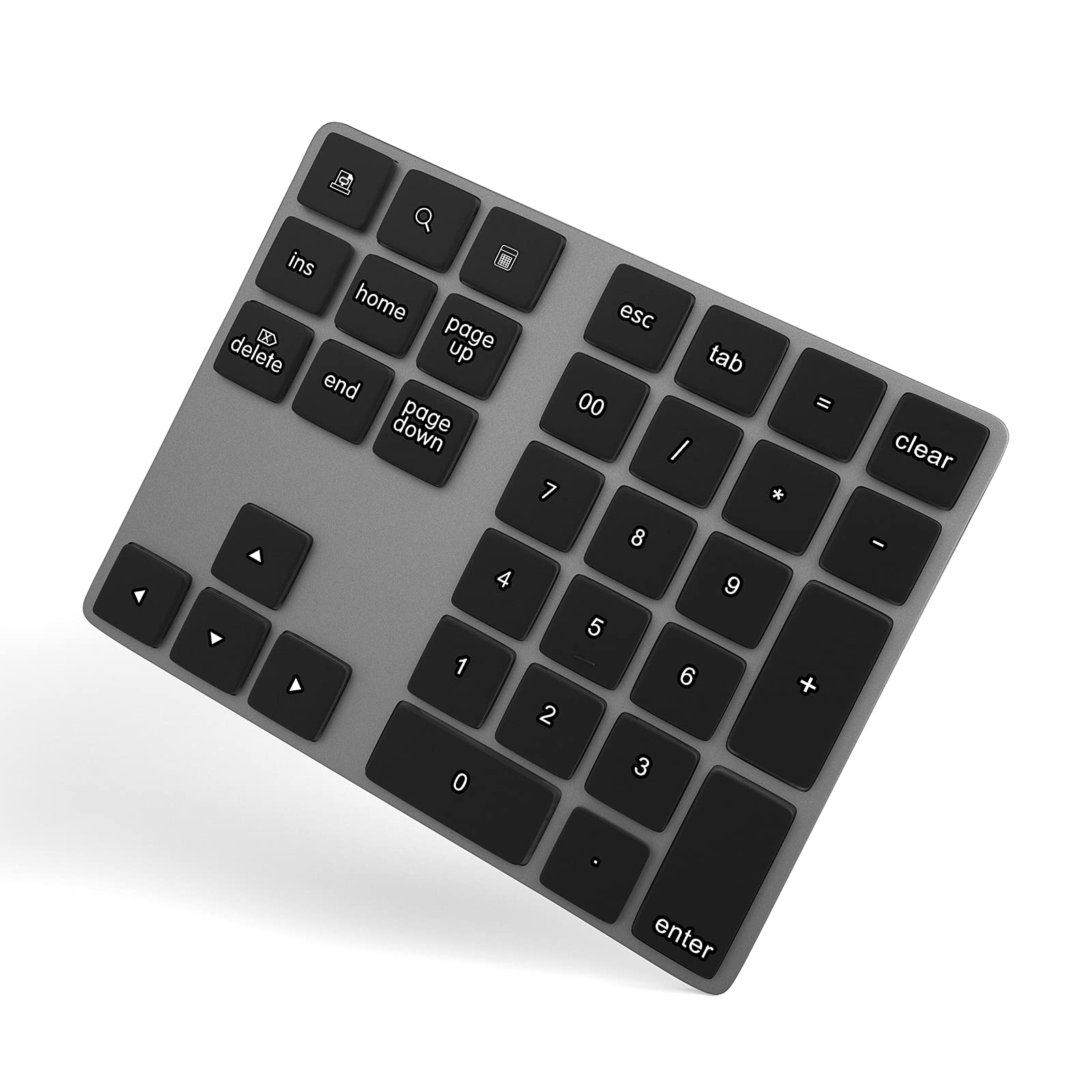Foloda Bluetooth Numeric Keypad - Wireless 34-Key Aluminum Rechargeable Number Pad with 10 Additional Keys | Compatible with MacBook, Windows & Laptop | Perfect for Data Entry, Accounting & Office Work