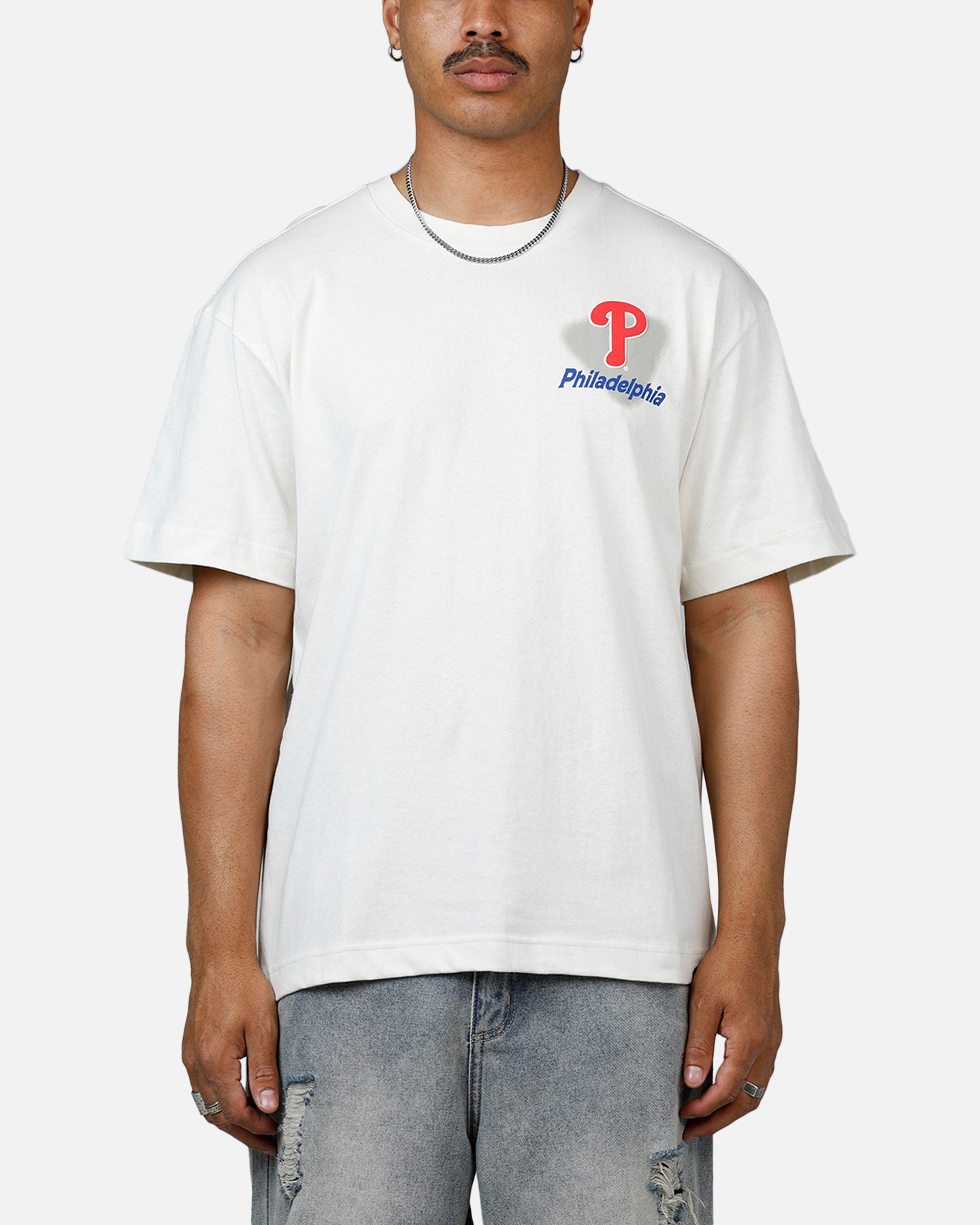 47 Brand Philadelphia Phillies All Fire T-Shirt - White | Officially Licensed MLB Fan Apparel for Men & Women | Perfect for Game Day, Tailgating & Casual Wear