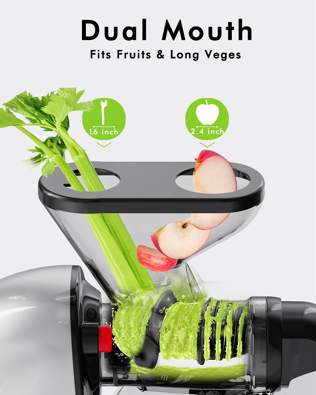 SiFENE Slow Masticating Juicer - Cold Press Fruit & Vegetable Juicer with Dual Mouth, High Juice Yield, Quiet Motor & Anti-Clog System, Easy to Clean, BPA-Free (Gray) - Perfect for Healthy Juicing at Home, Office, or Gym