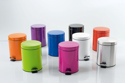 5L Stainless Steel Trash Can with Lid - Sydney Red Kitchen Garbage Bin for Home, Office & Outdoor Use