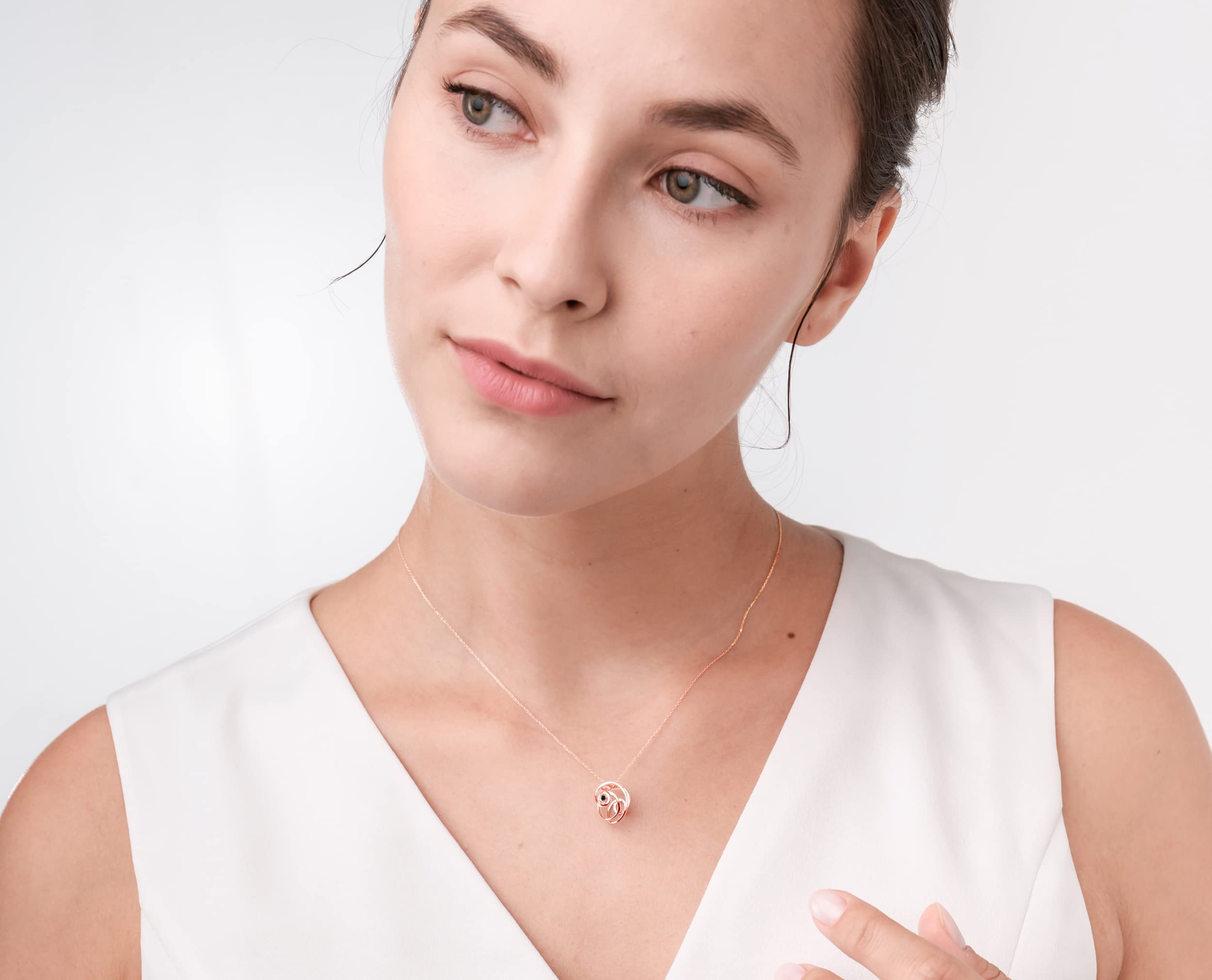 Black Diamond Pendant Necklace - Dainty Minimalist April Birthstone Jewelry - Delicate Rose Gold Circle Ball Charm | Perfect for Everyday Wear, Gifts & Special Occasions