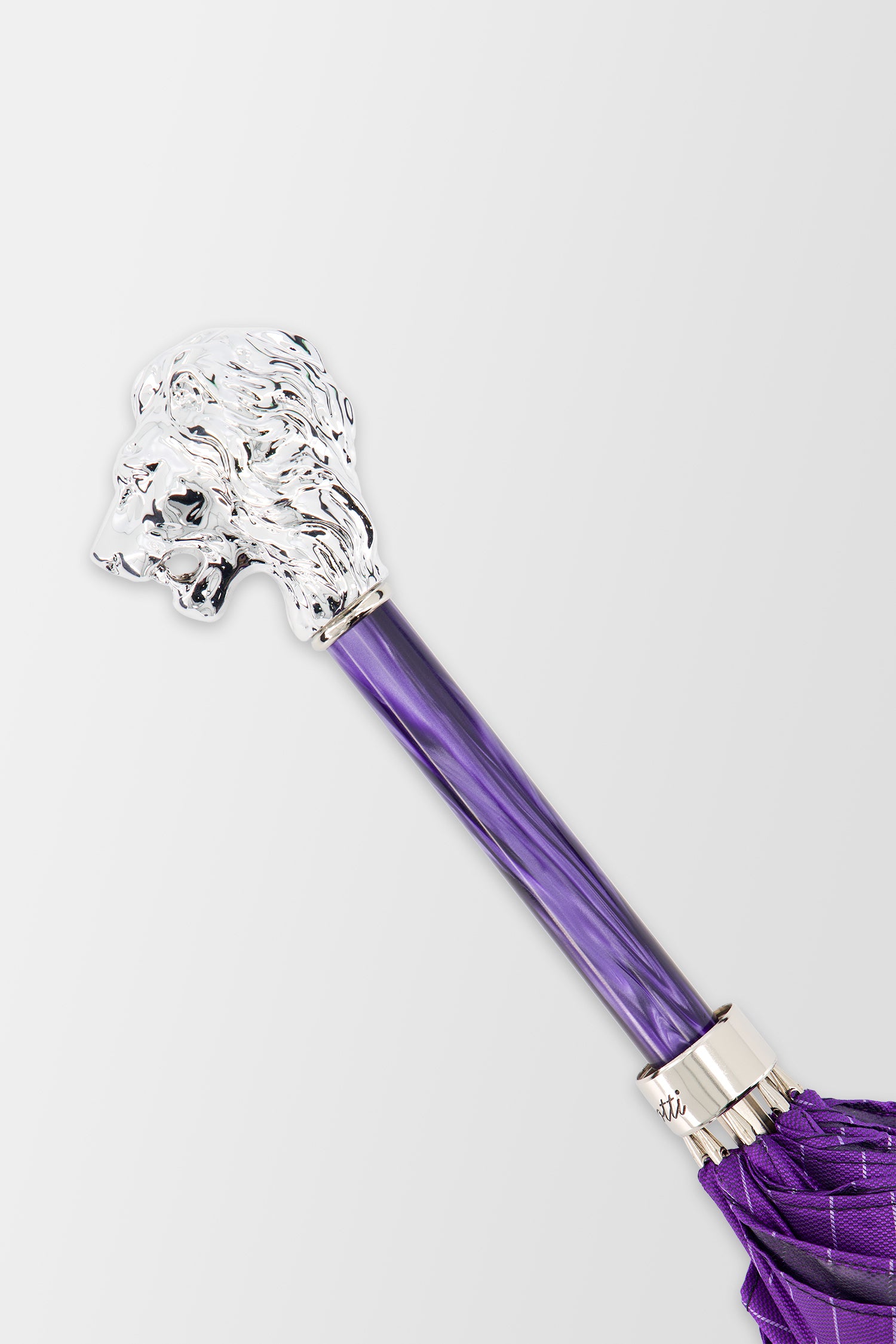 Pasotti Purple Lion Handle Umbrella - Luxury Windproof Rain Umbrella for Women & Men - Perfect for Weddings, Fashion Events & Outdoor Activities