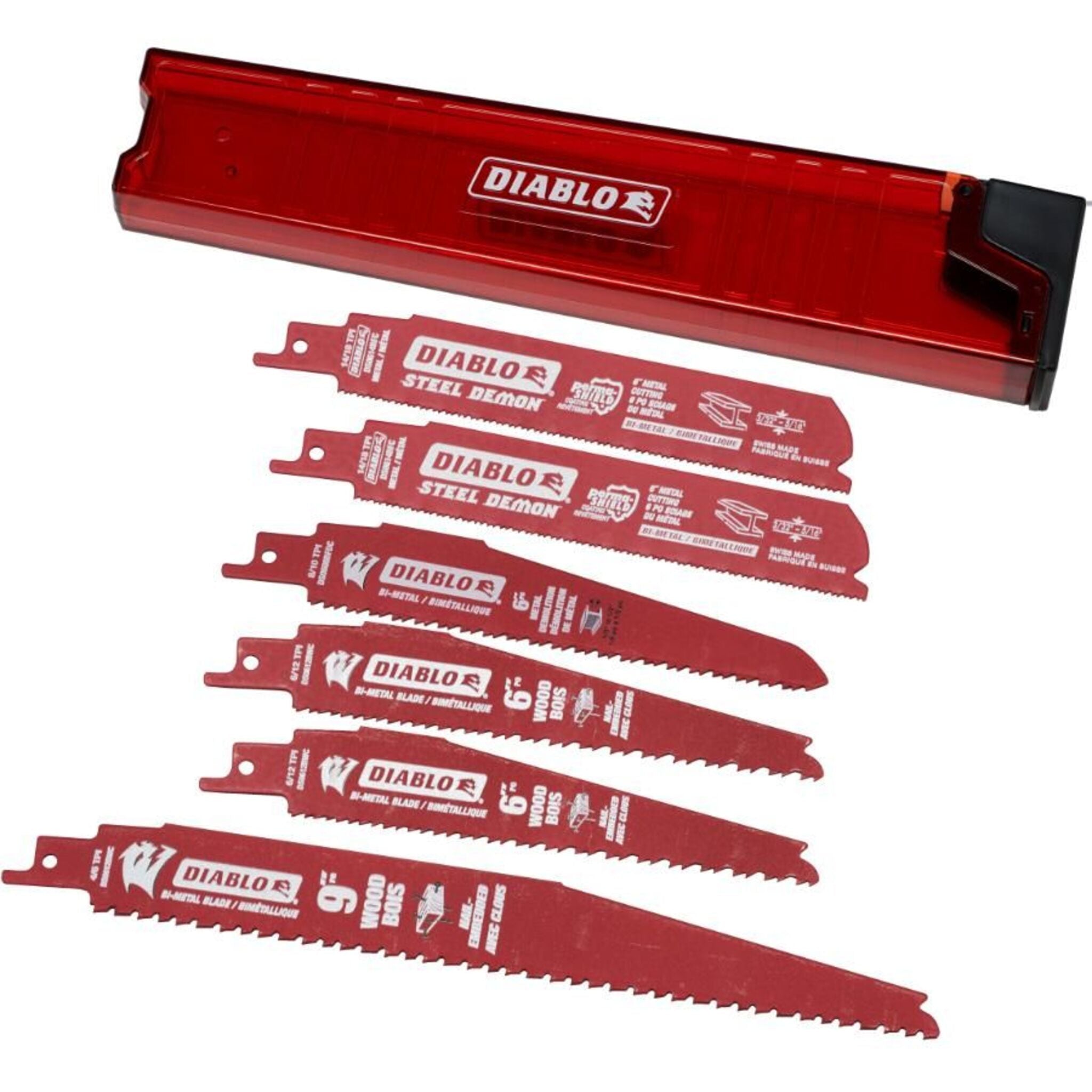 Diablo 6-Piece Bi-Metal Reciprocating Saw Blade Set for Wood, Metal & Nail-Embedded Wood | Includes Storage Case & PermaSHIELD Coating | Perfect for Demolition, Construction & DIY Projects