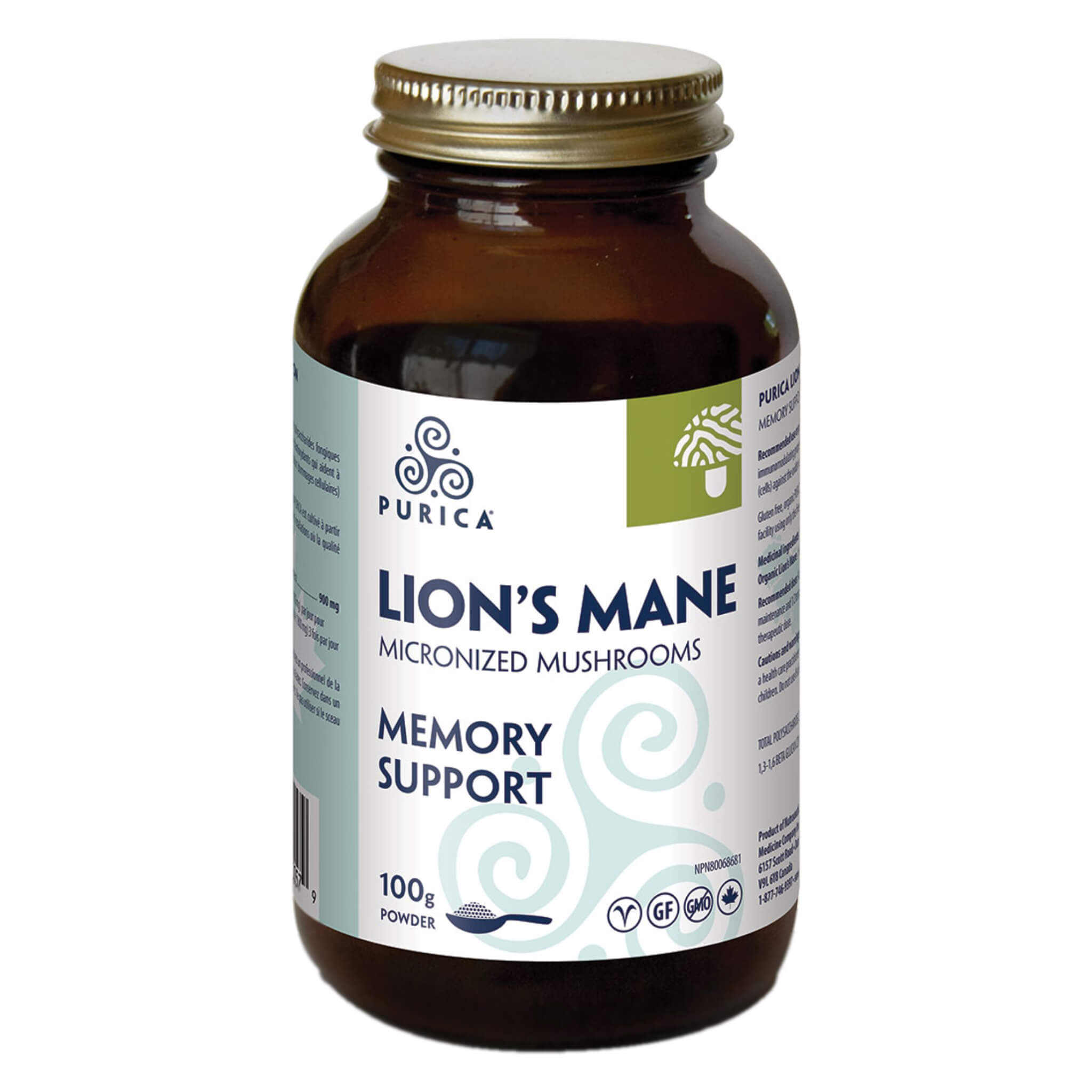 Organic Lion's Mane Mushroom Powder - 100% Pure & Vegan - Brain & Memory Support Supplement - for Coffee, Smoothies & Cooking - Immune Booster & Nootropic