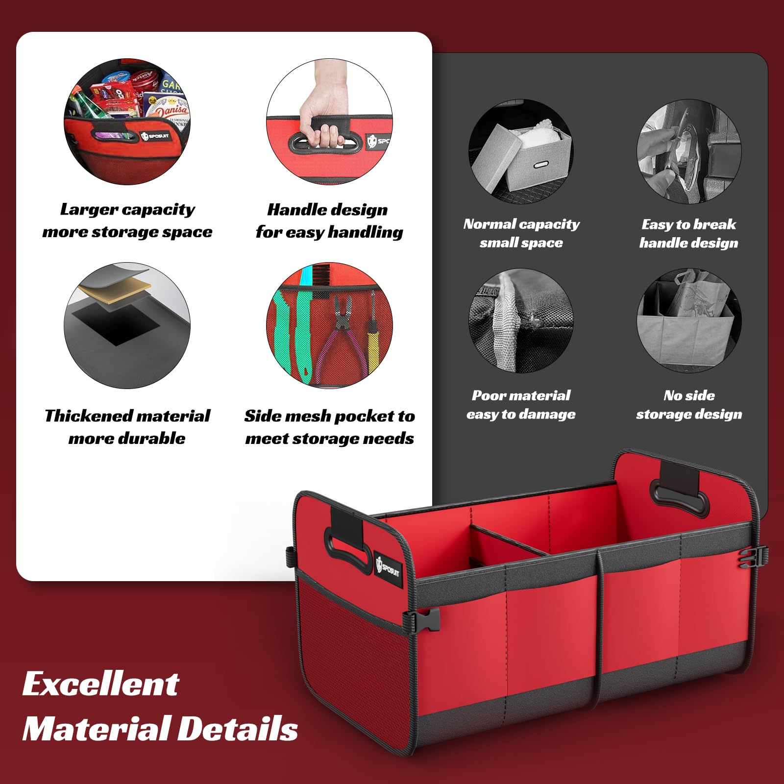 70L Collapsible Car Trunk Organizer with 11 Pockets & Reinforced Handles - SUV Storage Organizer for Groceries, Cargo & Travel Essentials | Foldable Auto Accessories for Road Trips & Shopping