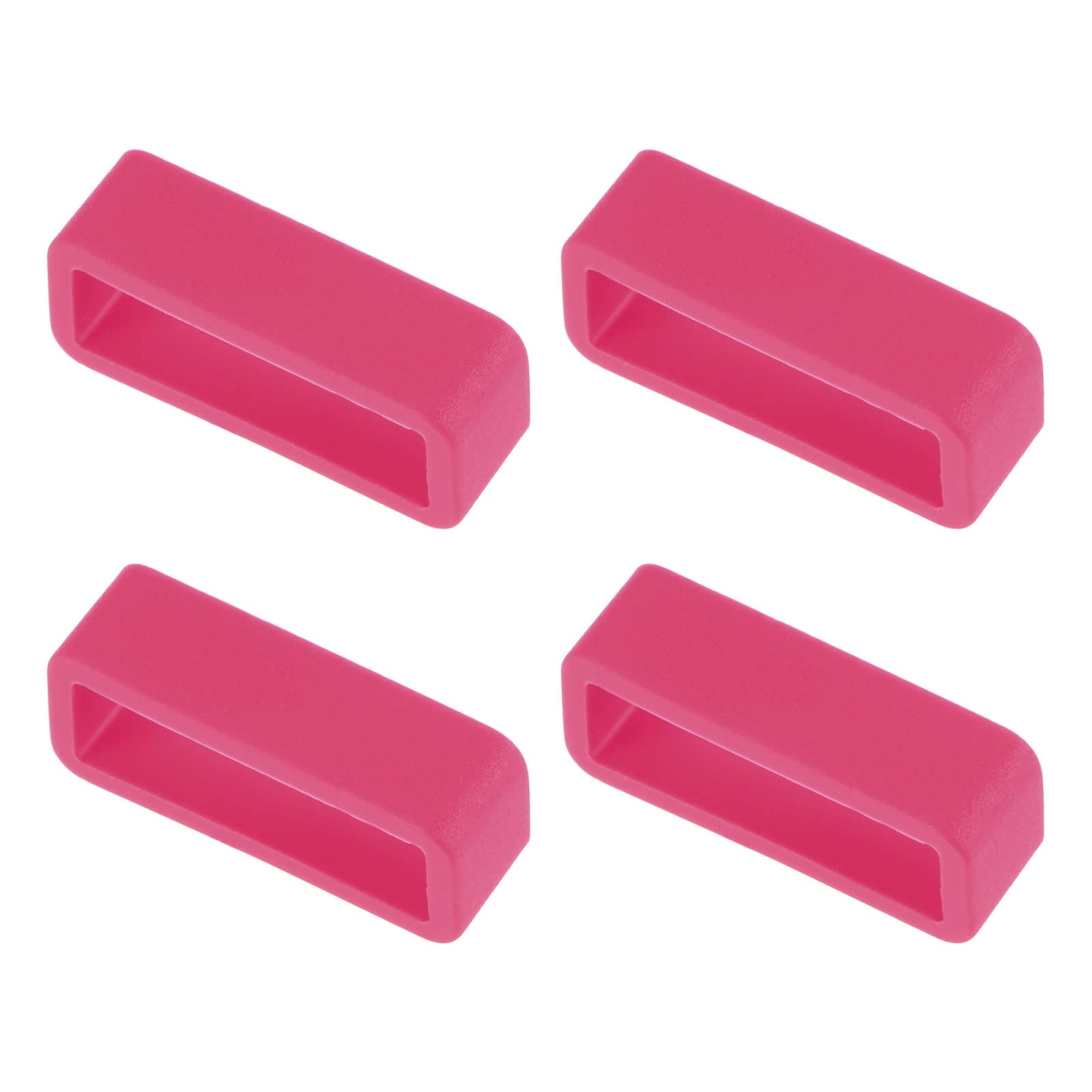 20mm Rose Red Silicone Watch Band Loops 4-Pack - for Secure Watch Strap Fastening