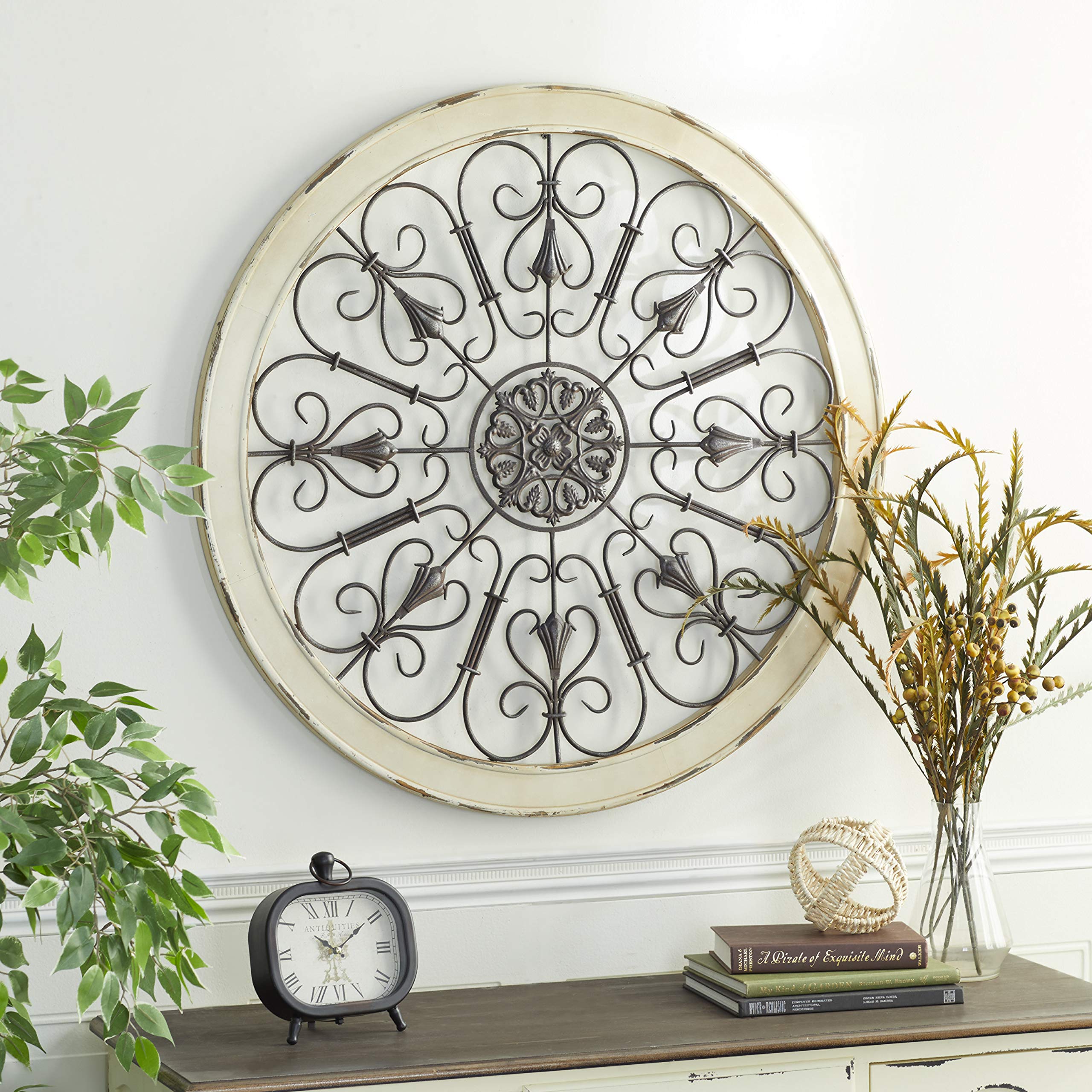 Deco 79 White Wooden Scroll Wall Art - 36