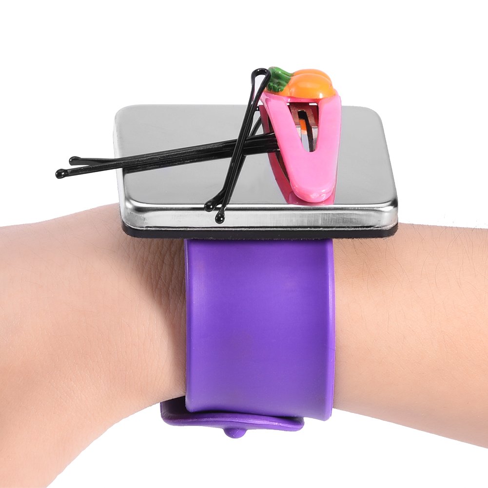 Wosume Magnetic Hair Clips Bracelet - Magnetic Wristband Hairpin Holder for Hair Grip & Styling Accessories (Purple) | Perfect for Salon Stylists & Home Hairdressing