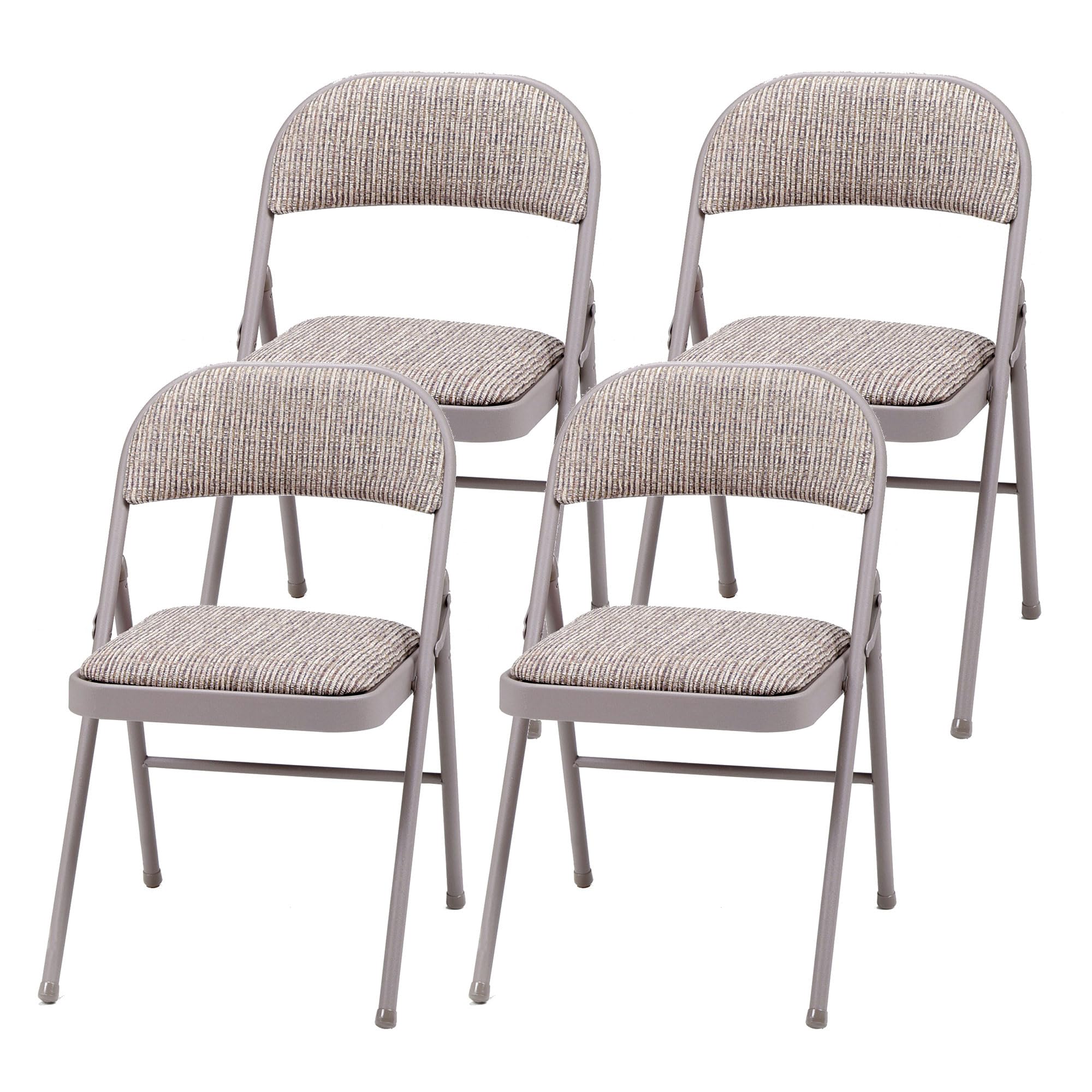 MECO 4 Pack Padded Folding Chairs - Comfortable Fabric Foldable Card Table Chairs with Chicory Lace Design for Dining, Parties, and Outdoor Events