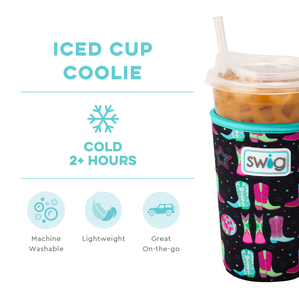 Disco Cowgirl Medium Iced Cup Coolie - Insulated Sleeve for 16oz Tumblers, Perfect for Summer Drinks, Pool Parties & Country Concerts