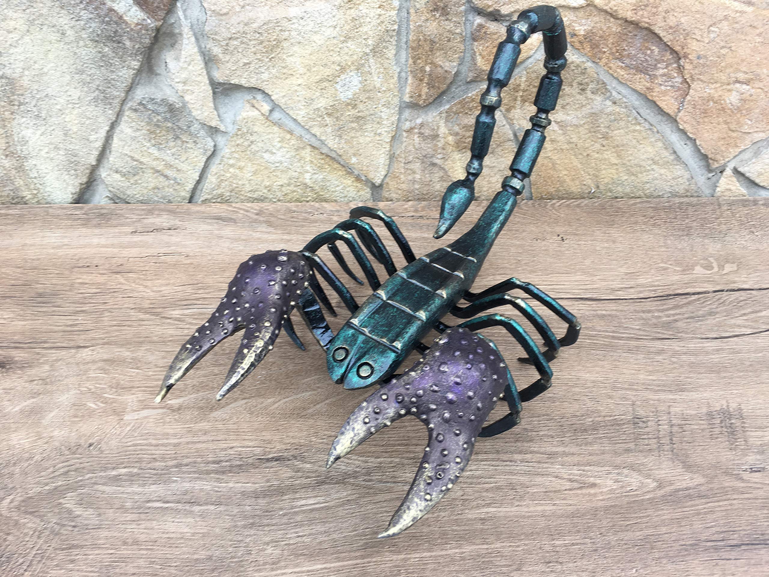 Hand Forged Metal Scorpion Sculpture - Unique Blacksmith Artwork, Hand Hammered Figurine for Home Decor, Office Display, or Gift Idea