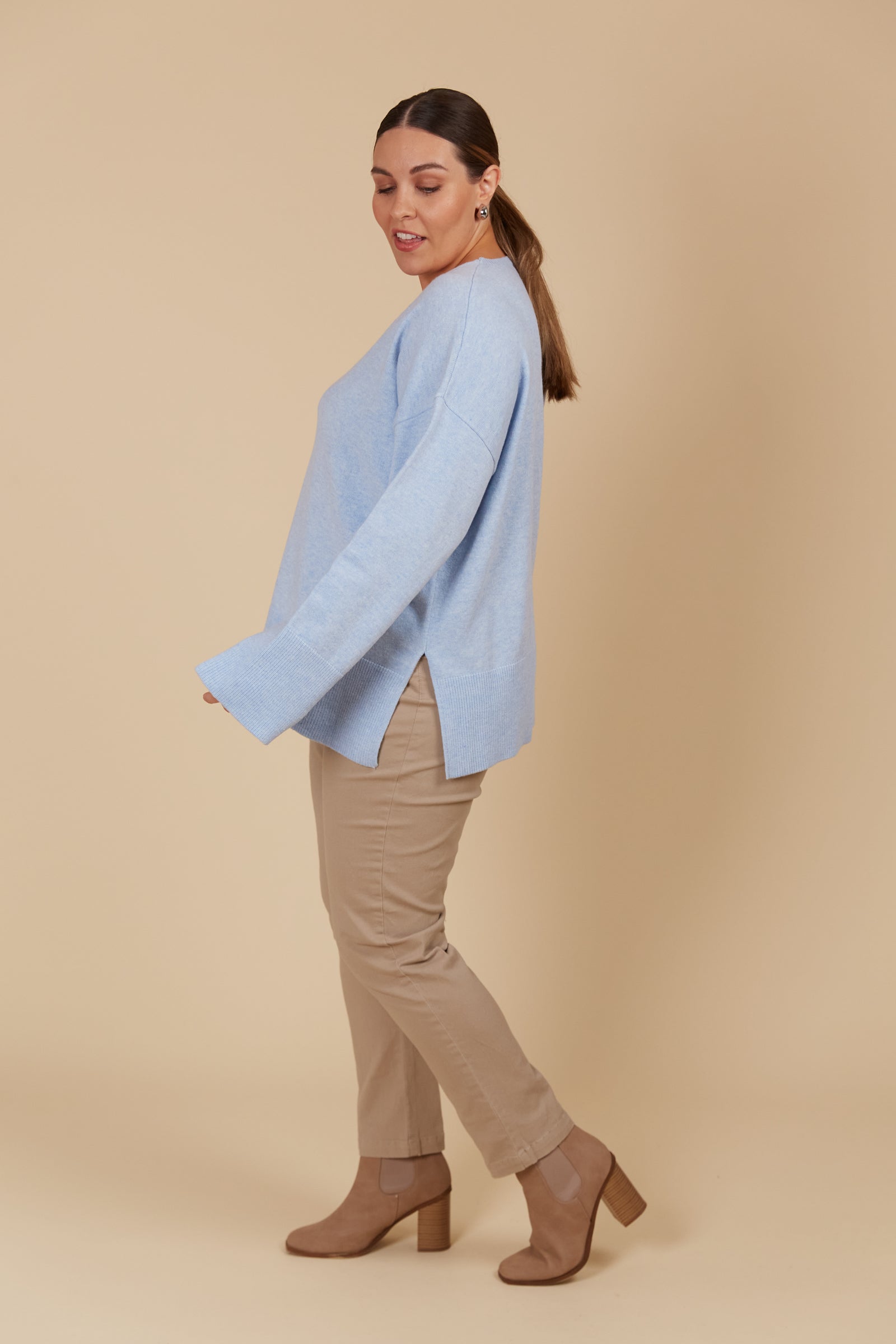 Selene Jumper Sky Blue - Women's Casual Knit Sweater for Fall & Winter | Cozy Pullover for Office, Travel & Weekend Outfits