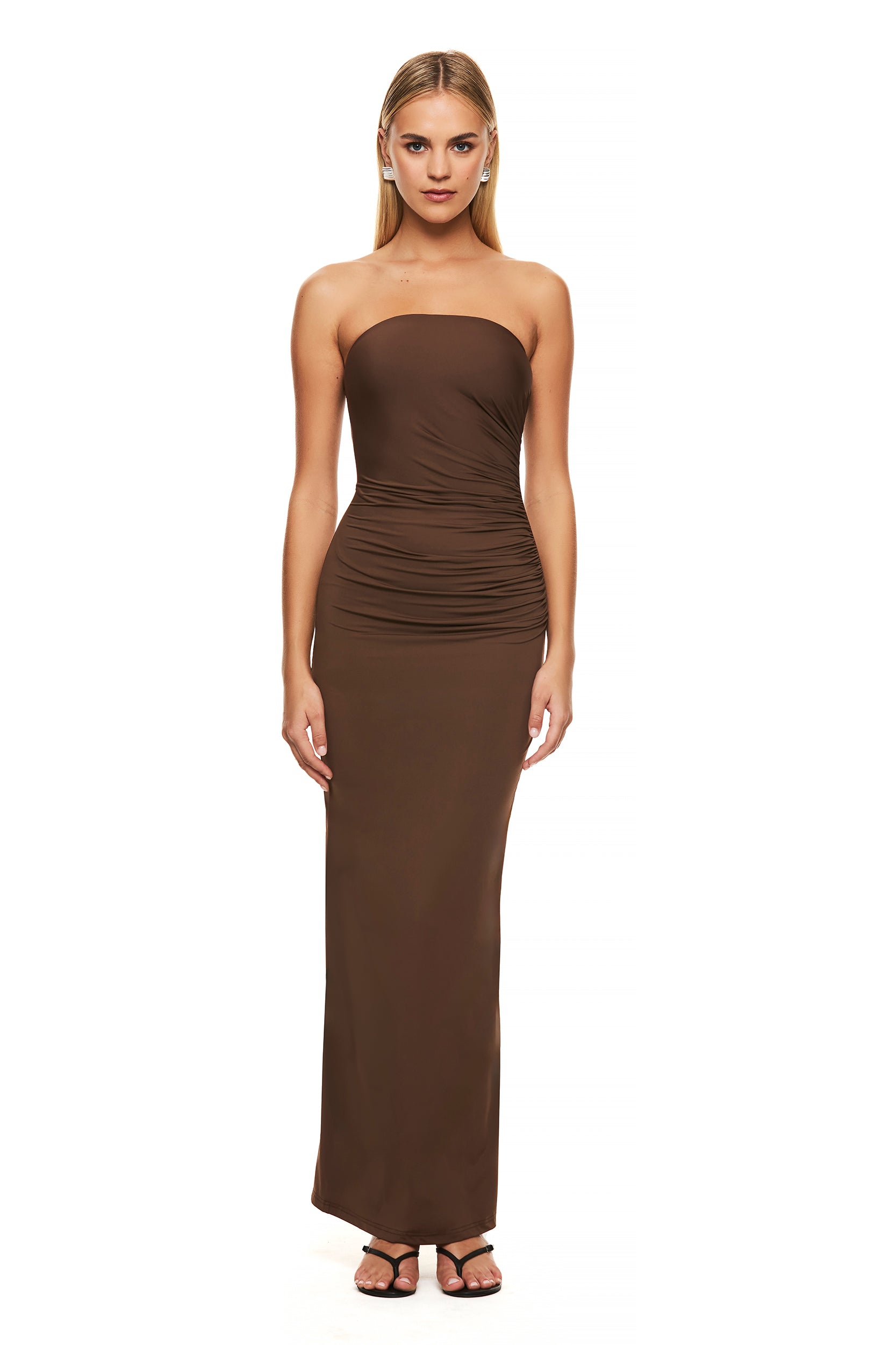 Evelyn Chocolate Brown Dress for Women - Elegant & Stylish Party Wear for Evening Events, Weddings & Date Nights