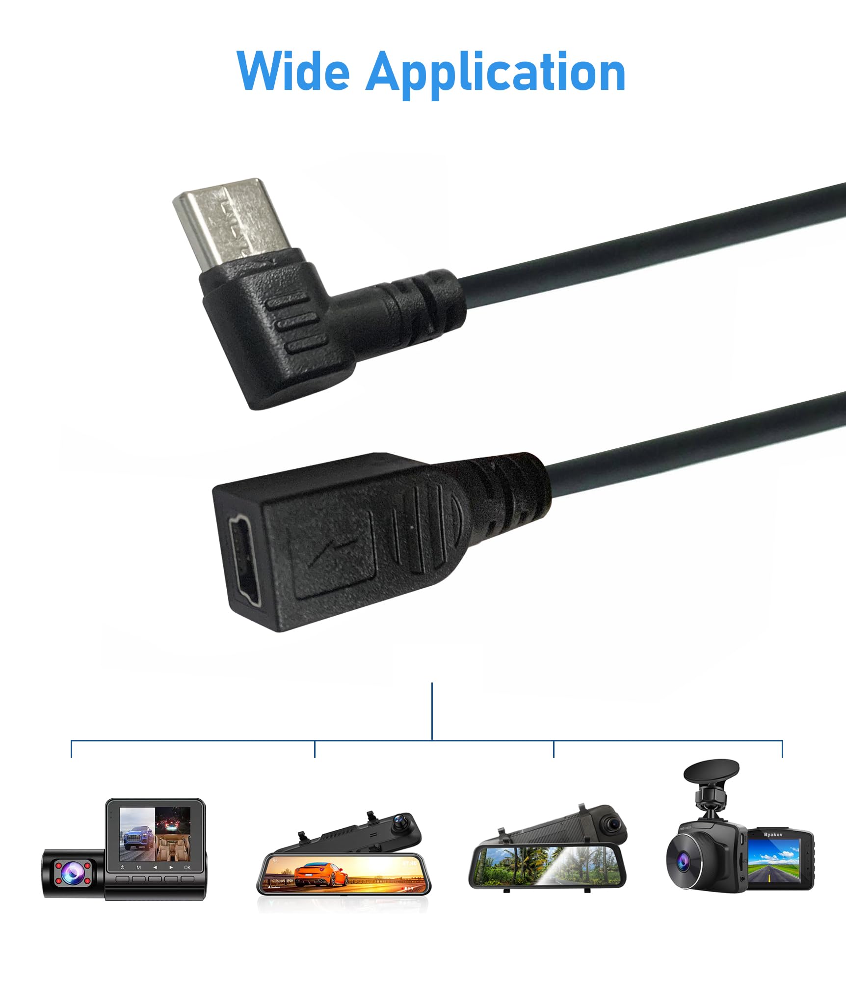 Mini USB Female to USB-C Male Adapter Cable - Charging Only - Compatible with Mini Dash Cams, Hardwire Kits & Mini USB Devices - Perfect for Car Charging & Portable Electronics
