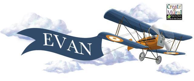 Custom Plane Banner Mural - High-Quality Vinyl Wall Decal for Kids Room, Nursery & Home Decor - Perfect for Aviation Themed Bedrooms & Playrooms