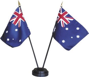 Premium Australian Flag Desk Set with Gold Base - Perfect for Office Decor, Gifts & Patriotic Displays