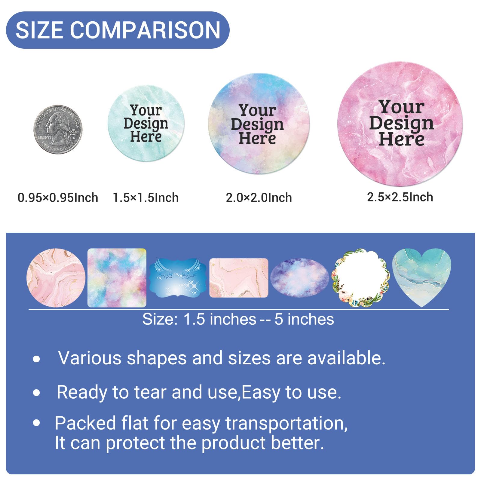 Custom Vinyl Waterproof Stickers 50-1000 Pack - Personalized Business Logo Labels, 1.5x1 Inch Fancy Frame - Perfect for Branding, Packaging, Laptop Decals & Water Bottles