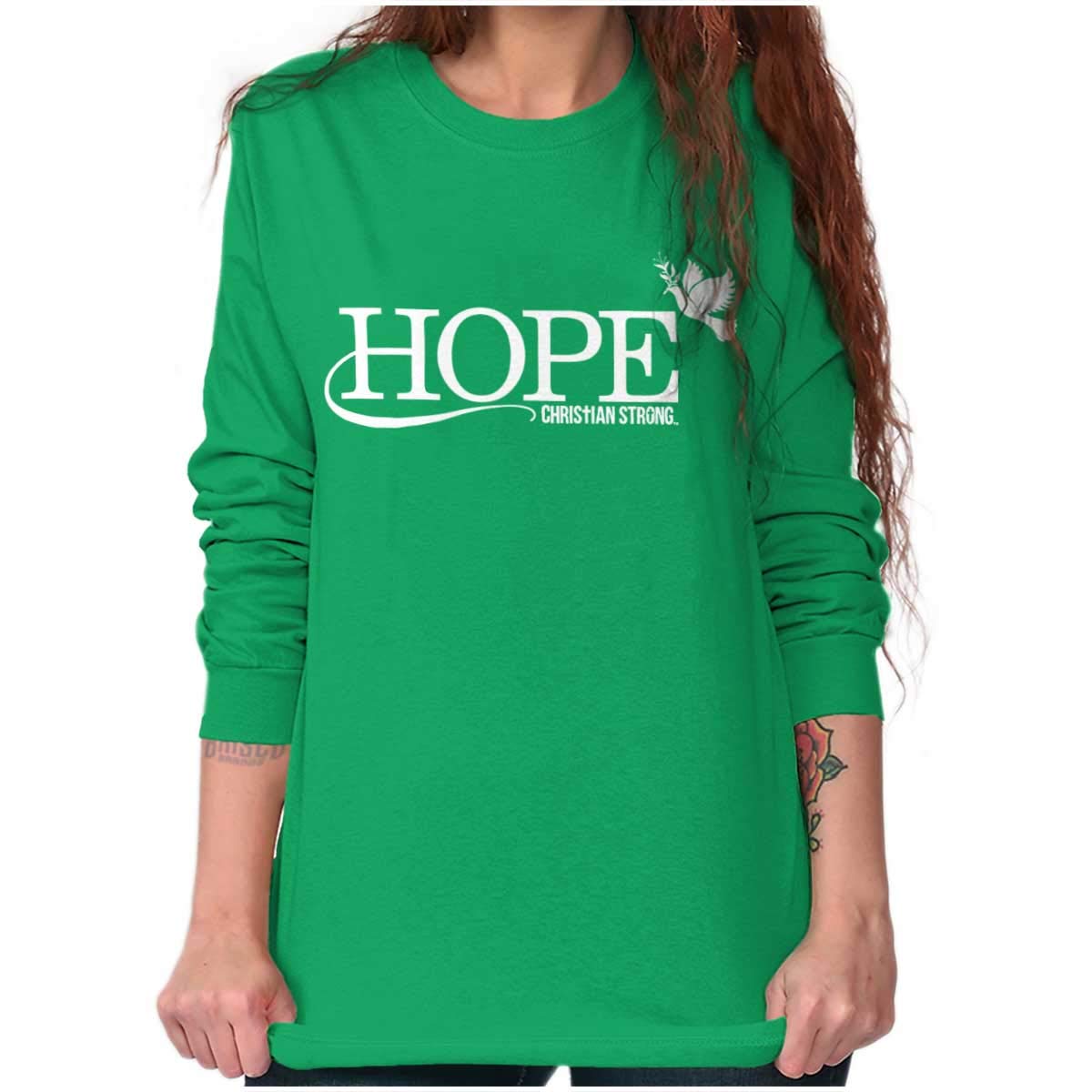 Hope Dove Christian Bible Women's Long Sleeve T-Shirt for Church & Worship