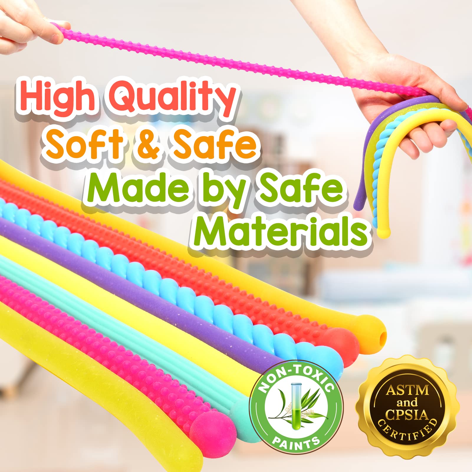 Sensory Fidget Toys for Autism & Anxiety Relief - Stretchy Textured Sensory Toys for Kids, Special Needs Children, Boys & Girls - Perfect for Stress Relief, Classroom Prizes & Treasure Box Rewards