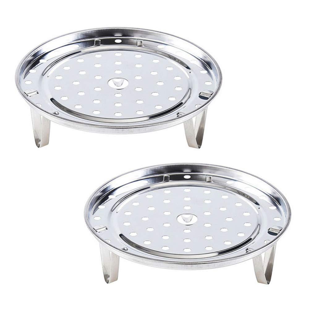 Stainless Steel Steamer Basket Set - 2-Piece Metal Steam Rack for Vegetables, Tamales & Food - Round Roasting Rack & Steam Plate - Perfect for Cooking, Canning & Meal Prep - Durable Kitchen Accessories