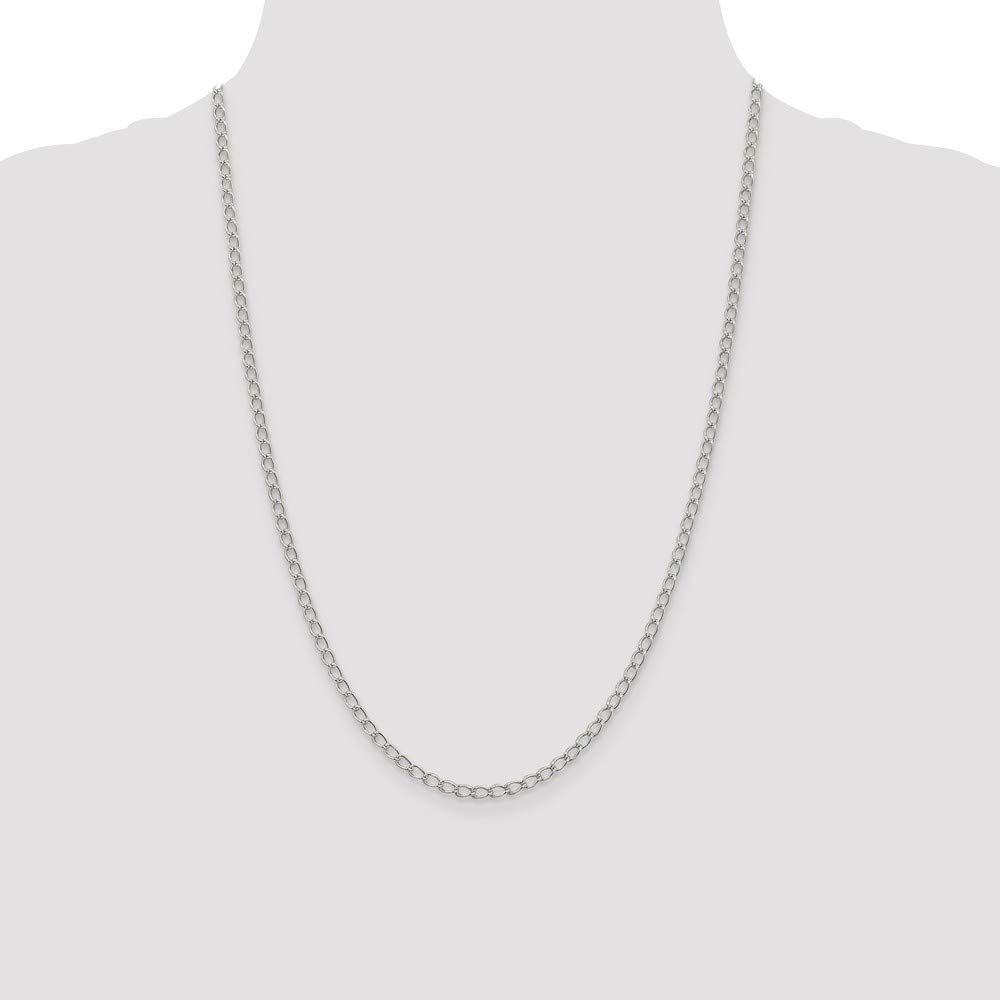 Sterling Silver 3mm Half Round Wire Curb Chain Bracelet Necklace - Perfect for Everyday Wear, Layering & Gift Giving
