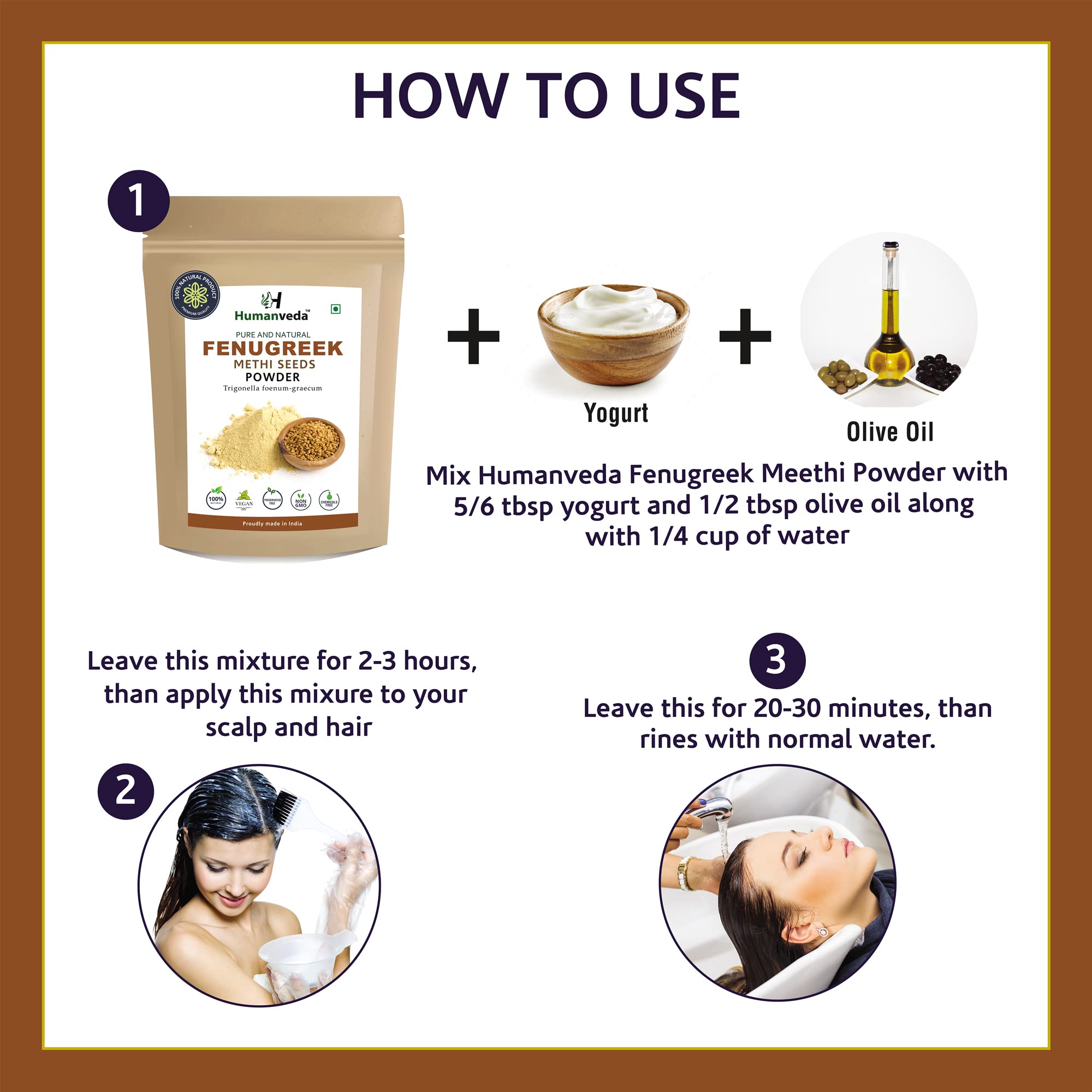 Humanveda Natural Fenugreek Seeds Powder (Methi) for Hair Growth & Scalp Care - 100g | Promotes Stronger, Healthier Hair | Perfect for DIY Hair Masks & Ayurvedic Treatments
