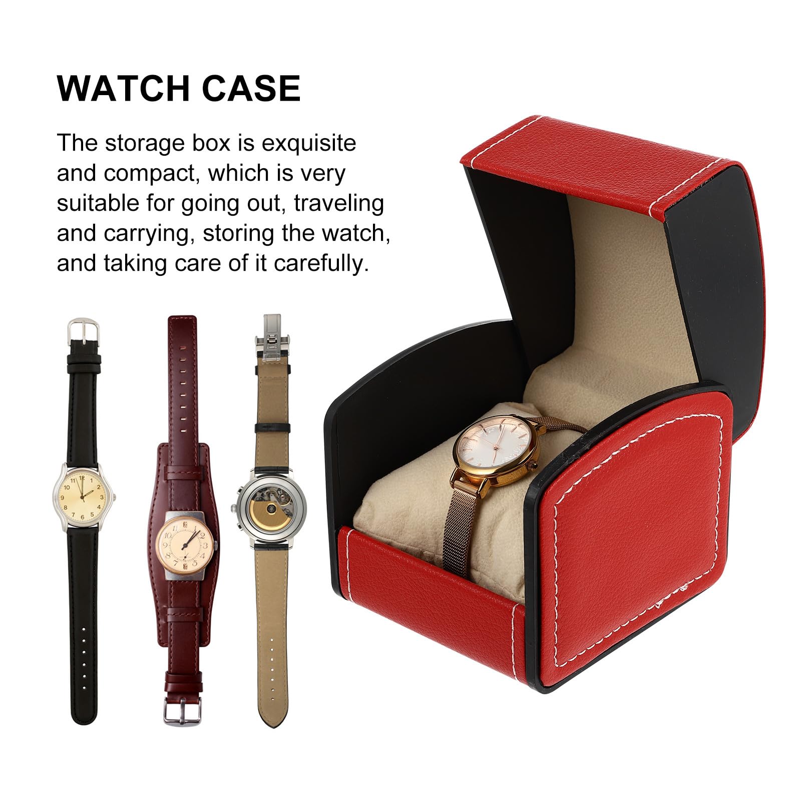 Hemobllo Single Watch Box - Premium PU Leather Wristwatch Display Case with Jewelry Storage | Watch Organizer & Gift Box for Men & Women | Perfect for Travel, Home Display & Watch Collection Organization