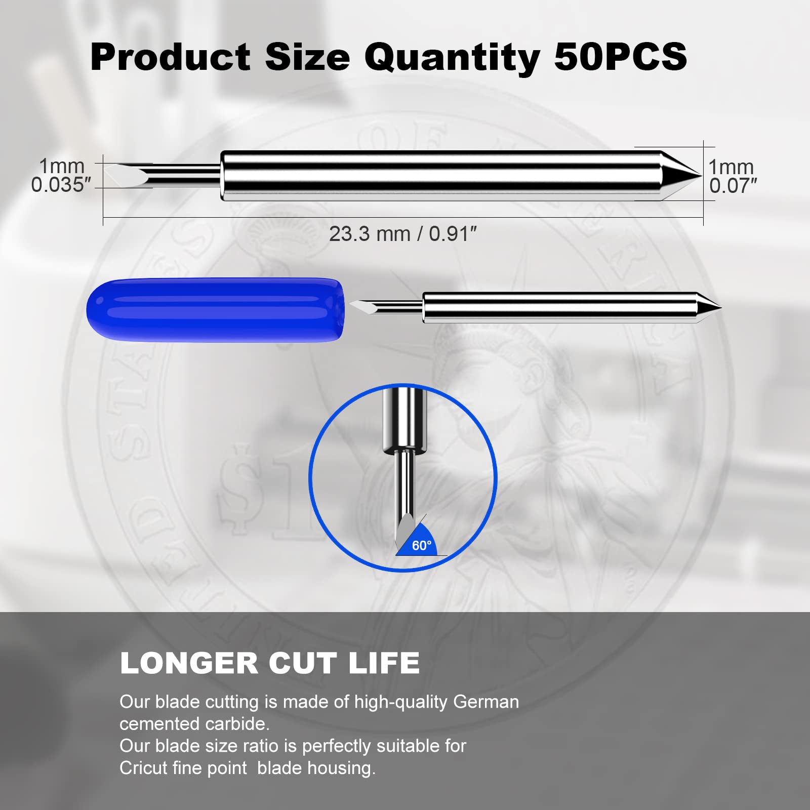 50PCS Replacement Deep Point Blades for Cricut Explore Air/Air 2/Air 3 & Maker/Maker 3/Expression - Premium Cutting Blades for Thick Materials - Perfect for DIY Crafts, Vinyl Cutting, and Card Making Projects