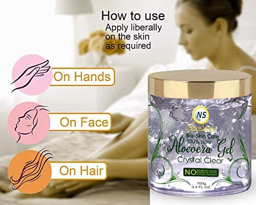 Nuerma Science Pure Aloe Vera Gel with Vitamin E for Face, Skin & Hair Care – 100g – Soothes Sunburn, Hydrates Dry Skin & Conditions Hair Naturally