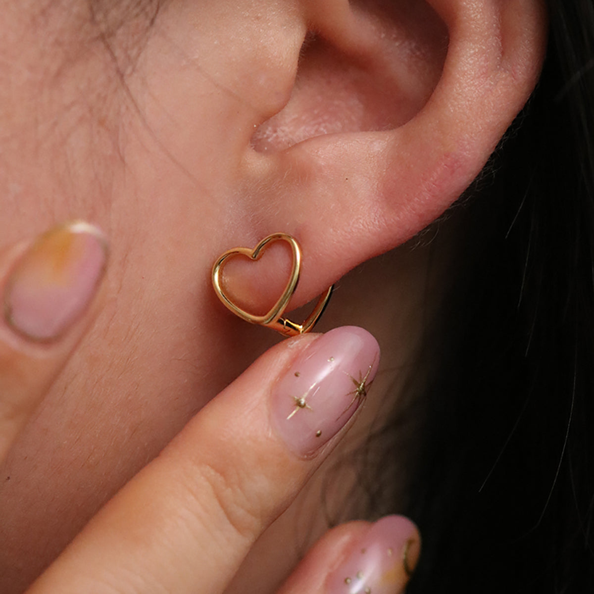 Heart Silhouette Huggie Earrings for Women - Dainty Gold Hoop Earrings for Everyday Wear | Perfect for Valentine's Day, Date Night & Gifts