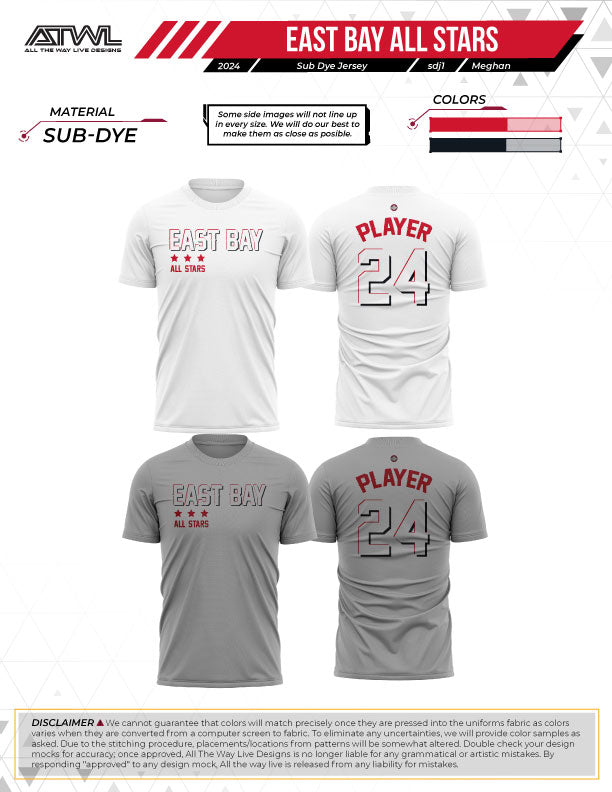 East Bay All Stars Men's Parent Jerseys - Customizable Basketball Fan Apparel for Games & Events