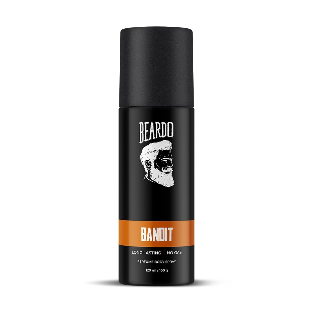 Beardo Perfume Body Spray for Men - BANDIT, 120ml | Long Lasting Alcohol-Free Deodorant with Bergamot, Oakmoss & Tonka Bean Fragrance | Gift for Him, Christmas, Birthday & Special Occasions | Perfect for Work, Gym & Everyday Use