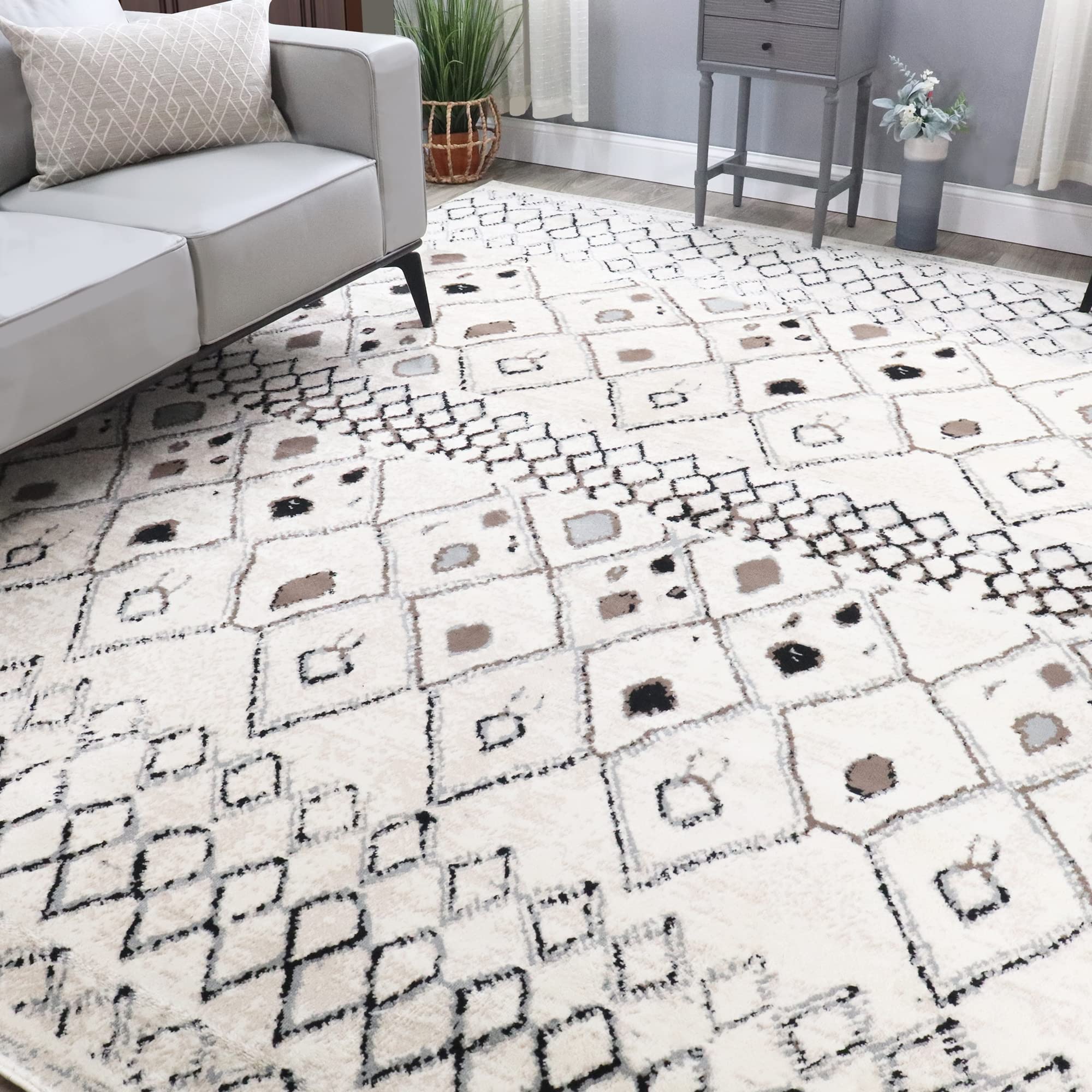 Premium 8' x 10' Flintstone Indoor Area Rug - Non-Slip Durable Floor Mat for Living Room, Bedroom, Kitchen & Office - Farmhouse Style Home Decor Rug for Hardwood Floors, Tile & Carpet - Perfect Under Table, Sofa & Bed (Slate Color)