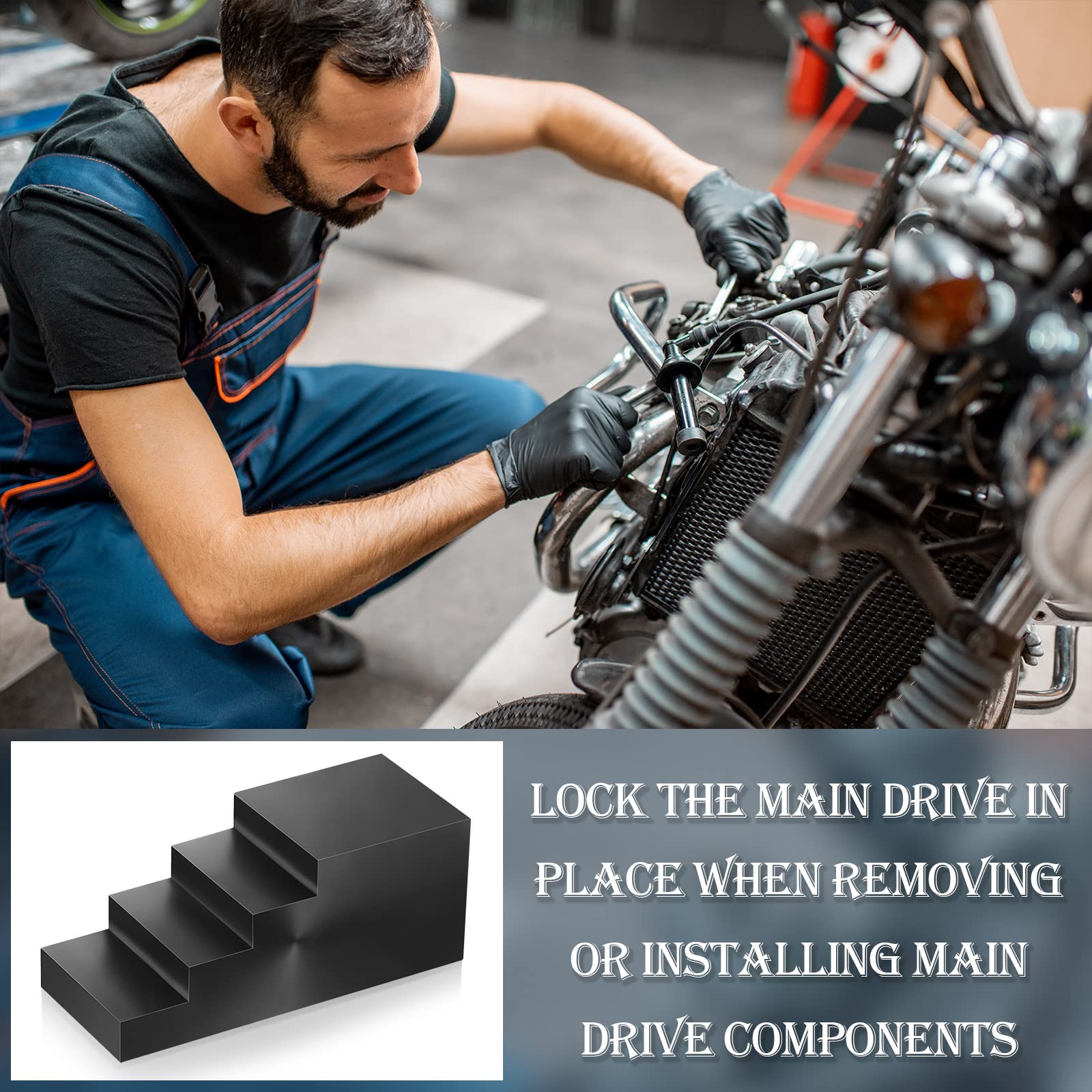 Frienda 2-Piece Universal Primary Drive Locking Tool Set - Compatible with Harley Davidson Glide, Road King, Softail - Heavy Duty Polyurethane Cam Lock for Transmission Chains - Perfect for Motorcycle Maintenance & Repair