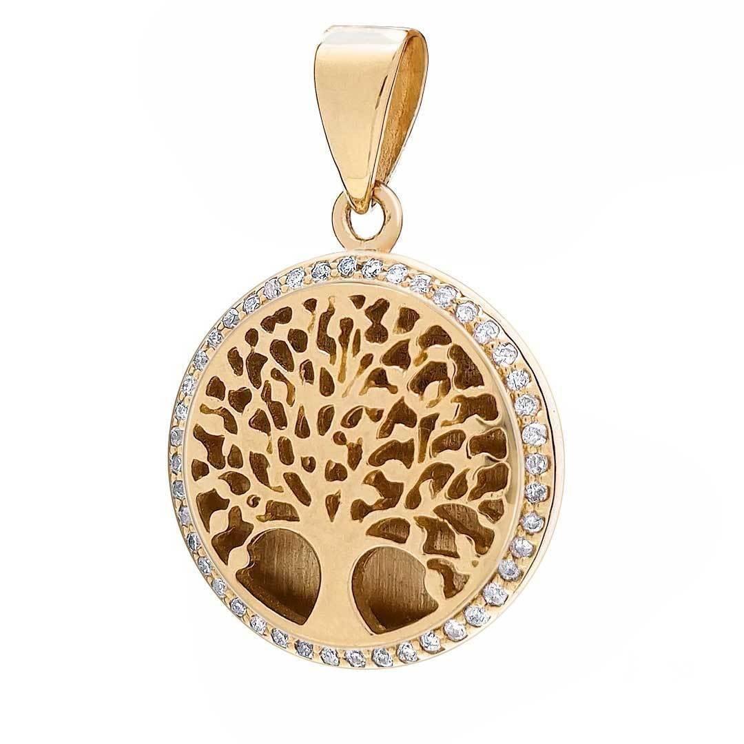 14K Yellow Gold Tree of Life Diamond Pendant Necklace - Handmade Jewelry from Jerusalem - Perfect for Women's Gifts, Anniversaries & Spiritual Occasions