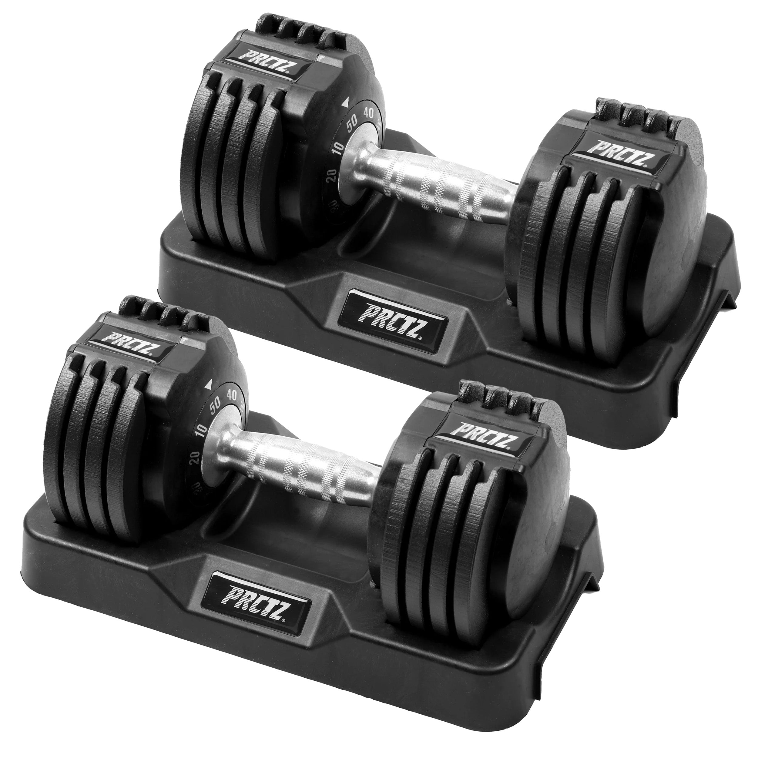 PRCTZ Adjustable Dumbbell Set with Barbell & Stand - 2x 10-50 lbs Weight Plates for Home Gym Strength Training - Perfect for Full Body Workouts, Muscle Building & Fitness Enthusiasts