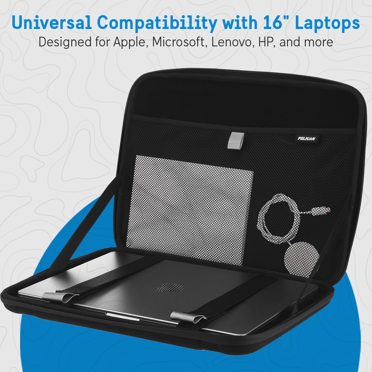 Pelican Adventurer 16 Inch Waterproof Laptop Bag - Heavy Duty Scratchproof Laptop Case with Secure Zip Lock & Elastic Handle - Fits 14 to 16 Inch Laptops (Black) - Perfect for Travel, Business & Daily Commute