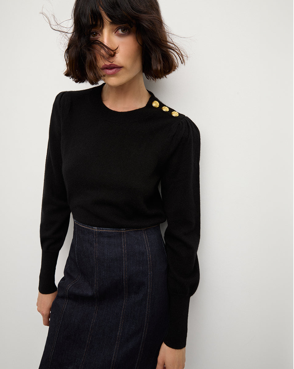 Luxury Nelia Cashmere Pullover Sweater with Button Accent - Soft & Warm Women's Winter Knitwear for Office, Travel & Casual Outfits