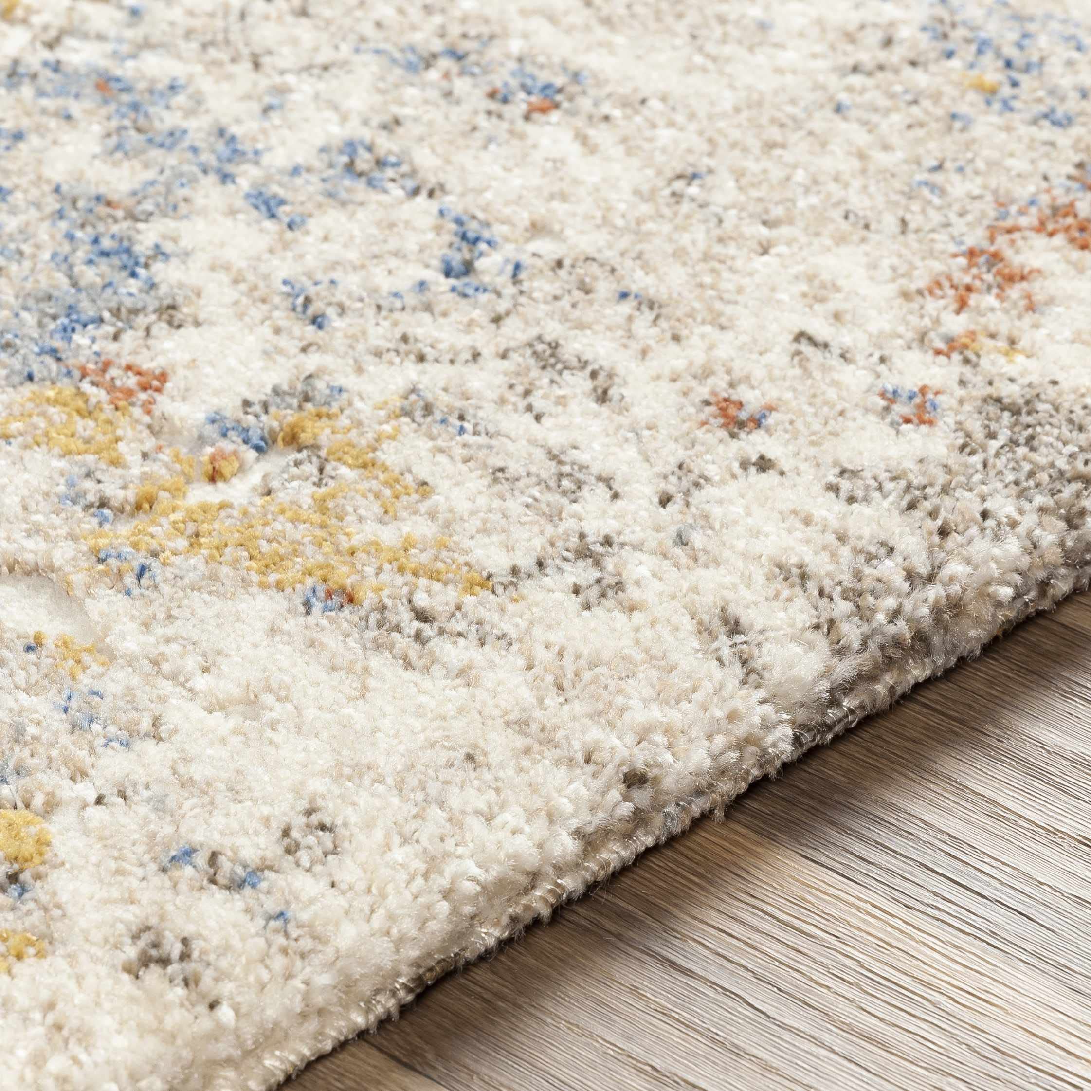 Hauteloom Laurencekirk Modern High Pile Area Rug - Soft Plush Living Room & Bedroom Carpet - Blue, Green, Gold - 2' x 3' - Perfect for Cozy Home Decor, Nursery, Dorm & Office Spaces