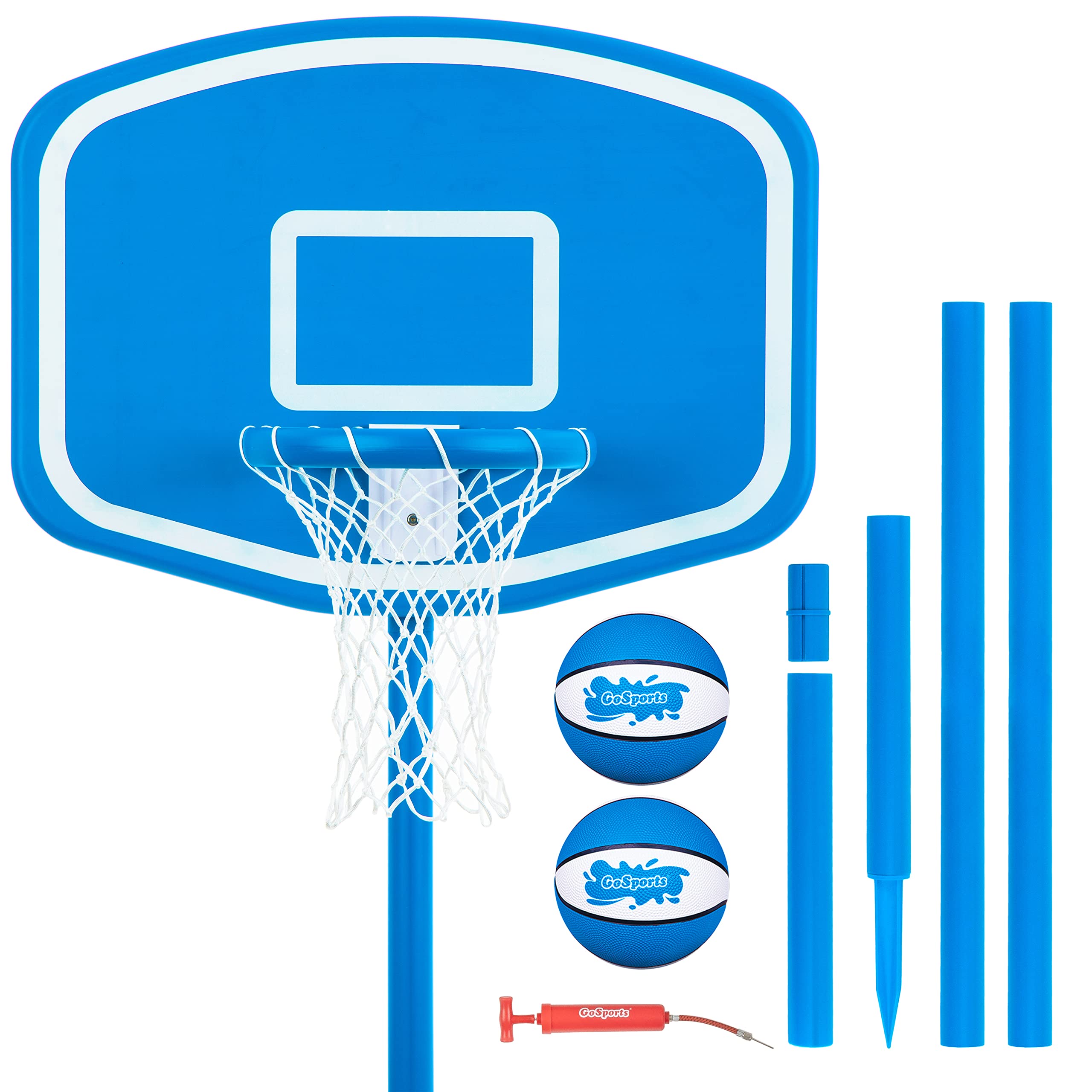 GoSports Splash Hoop Above Ground Pool Basketball Game Set - Includes 2 Inflatable Pool Basketballs & Air Pump - Perfect for Backyard Pool Parties, Summer Fun & Water Games