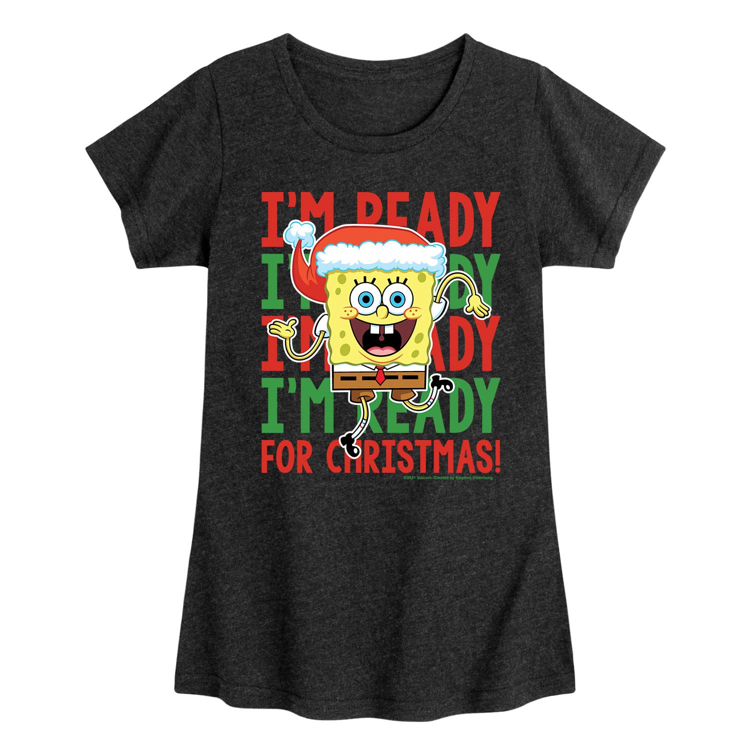 Spongebob Squarepants Christmas & Hanukkah Toddler & Youth Girls Short Sleeve T-Shirt | Hybrid Apparel | Holiday Gift for Kids | Birthday Party & Family Celebration Outfit