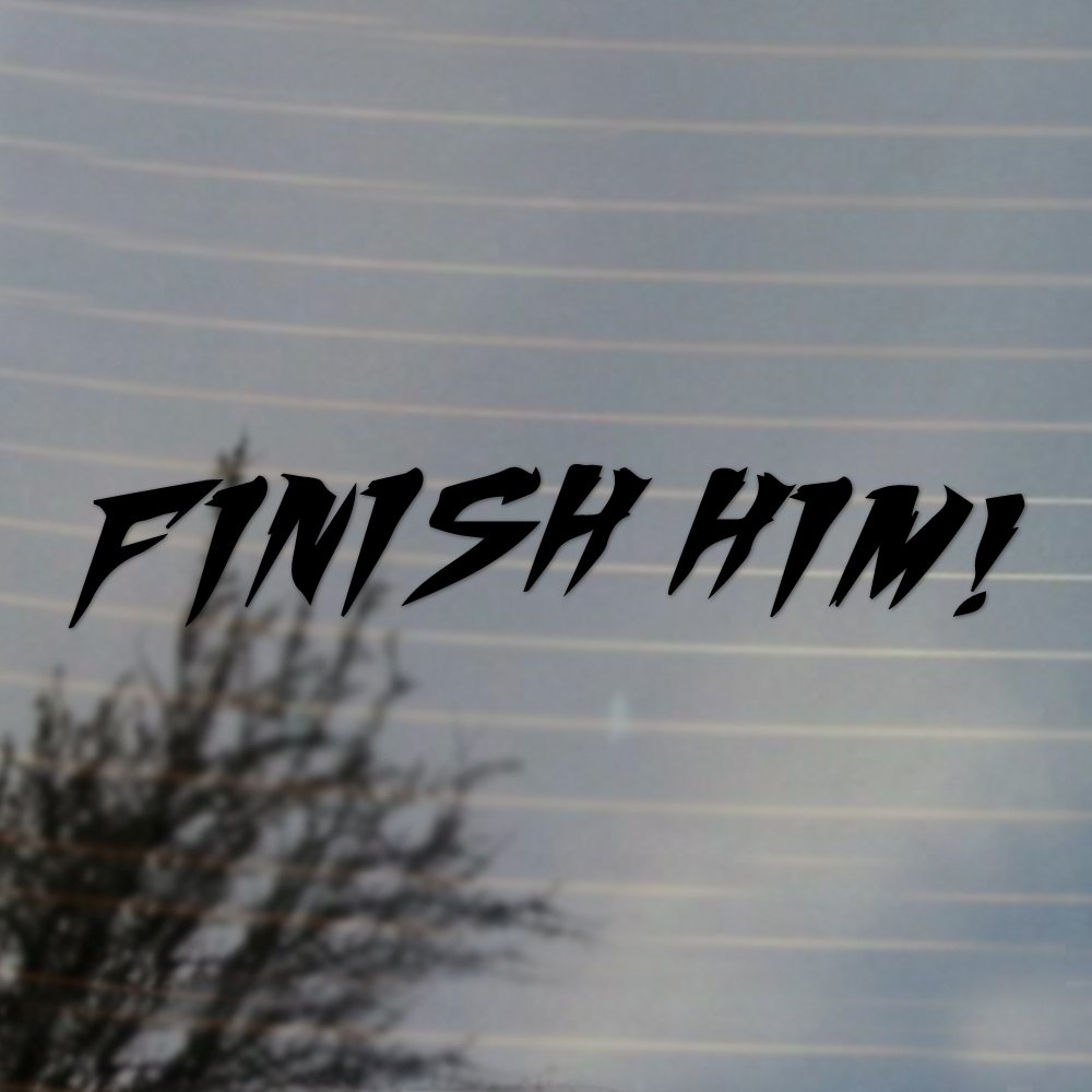 Finish Him Gaming Vinyl Decal - Mortal Kombat Inspired Sticker for Cosplay & Fan Gear (Black) - Perfect for Laptops, Gaming Consoles & Water Bottles