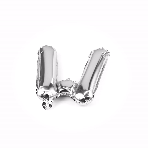 Balloonify Silver Mylar Letter W Balloon - 16 Inch Large Foil Alphabet Balloon for Birthday Party Decorations, Wedding, Baby Shower & Graduation Celebrations (1 Count Box)