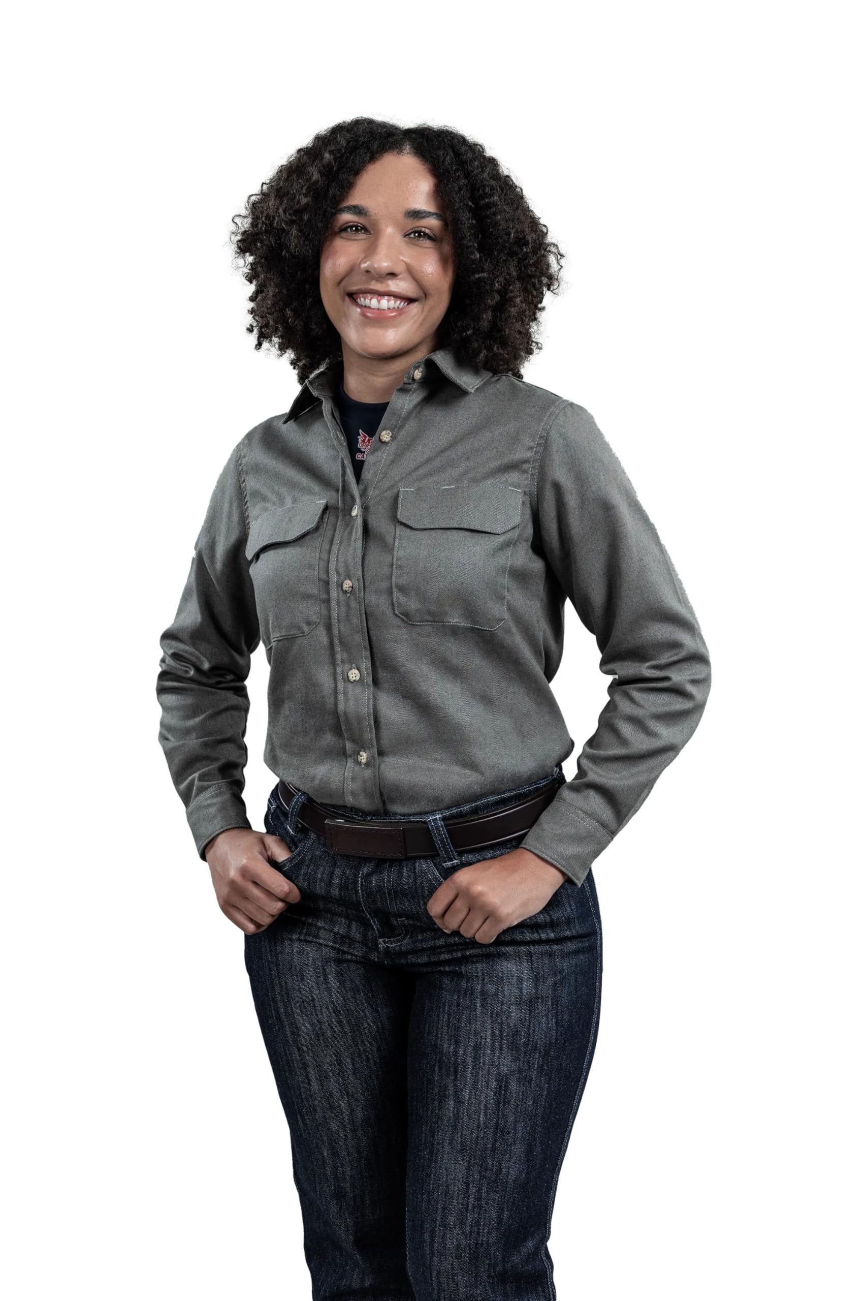 DRIFIRE Women's Standard Work Shirts - Moisture Wicking, Breathable Grey Button Down Shirt for Women, Size 2X-Large | Perfect for Construction, Landscaping & Outdoor Workwear