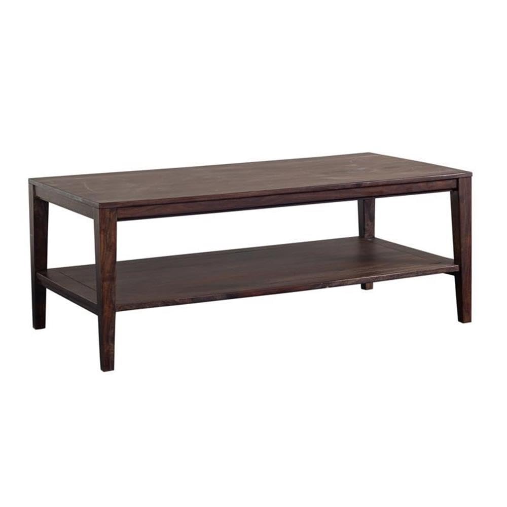 Solid Sheesham Wood Coffee Table - Modern Gray Finish | Handcrafted Wooden Coffee Table for Living Room, Lounge & Office | Durable & Stylish Home Decor