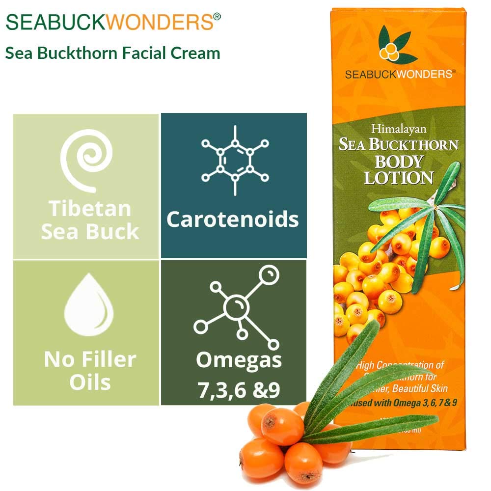 Organic Sea Buckthorn Body Lotion - 6 FL OZ, Hydrating & Nourishing Moisturizer for Dry Skin - Perfect for Daily Use & After Sun Care