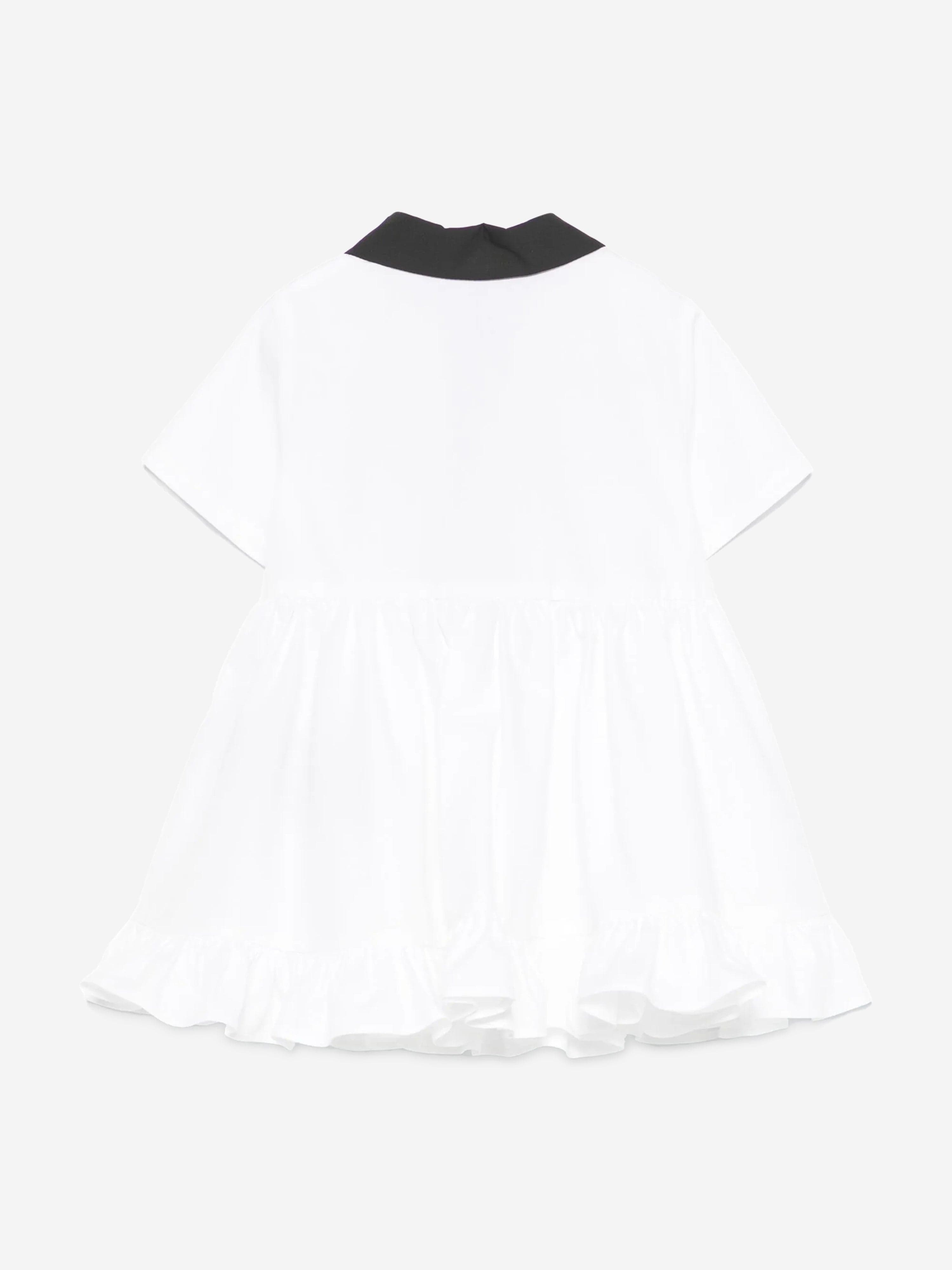 Baby Girls Polo Dress with Knickers in White - Cute Cotton Outfit for Toddler Playdates & Summer Parties