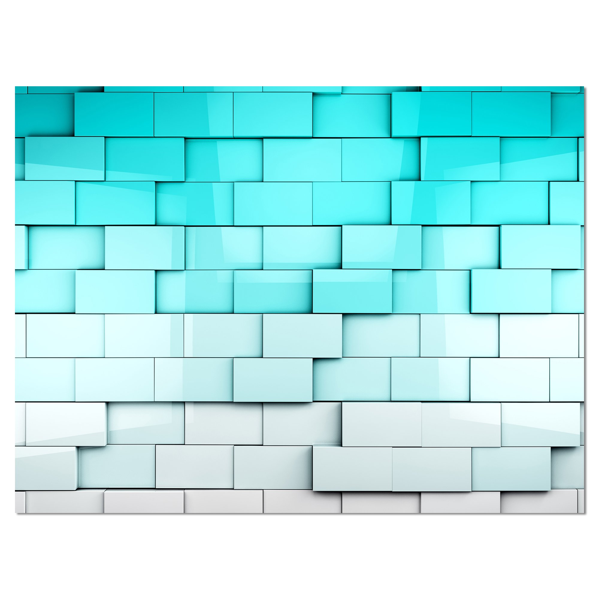 Blue Mosaic Cubes Contemporary Wall Art - Modern Abstract Painting for Living Room, Bedroom & Office Decor